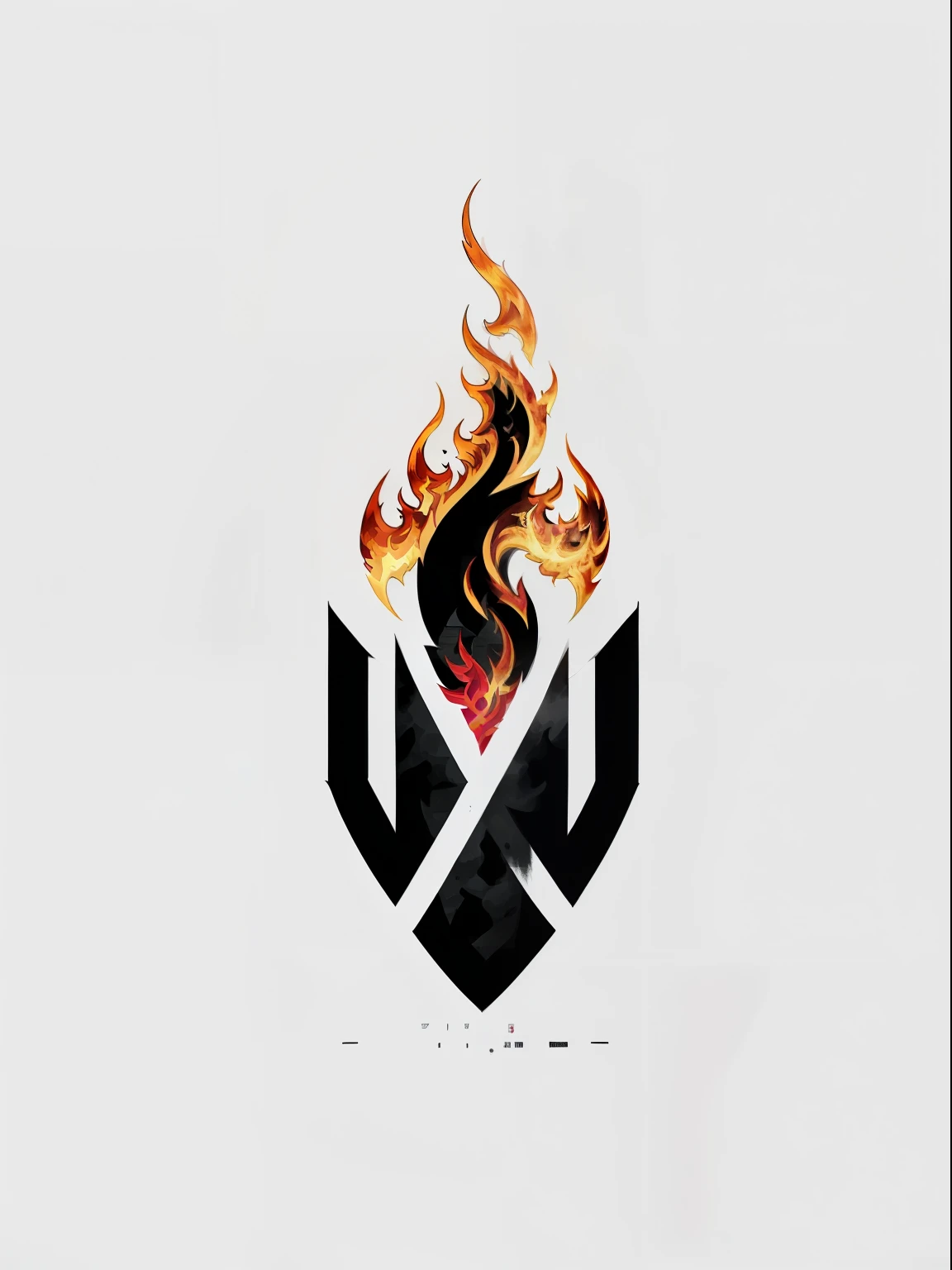 there is a black and red fire with a white stripe, logo without text, logo in abstract style, logo concept design, vectorized logo style, minimalist logo without text, single logo, fantasy game spell symbol, logo vector art, unused design, abstract logo, red demon cyberpunk symbols, flame and fire, forming a burning hand spell, phoenix head. burning wax