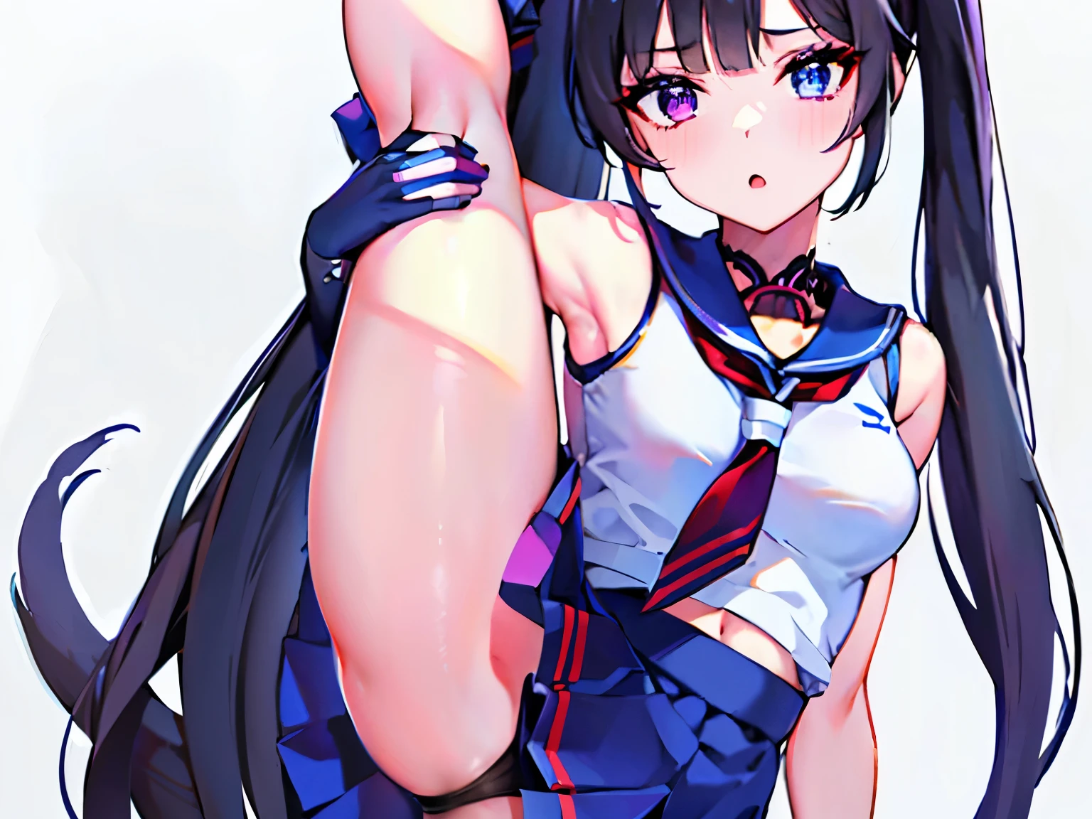 The left eye is dark blue,The right eye is red and purple,One head is long, shiny black hair,Often tied into a high ponytail,Looks vibrant。Eyes are me'I'm most proud of,The left eye is dark blue,The right eye is red and purple,heterochromatic eyes让我显得神秘又迷人。White skin,rosy lips,Looks cute and playful。The left eye is dark blue,The right eye is red and purple,heterochromatic eyes,Eye color is different,The background is a full moon, seductive anime girl, Extremely detailed Artgerm, azure lane style, Beautiful charming anime woman, Popular topics on cgstation, Popular topics on artstation pixiv, anime style 4k, night nucleus, Attractive anime girl