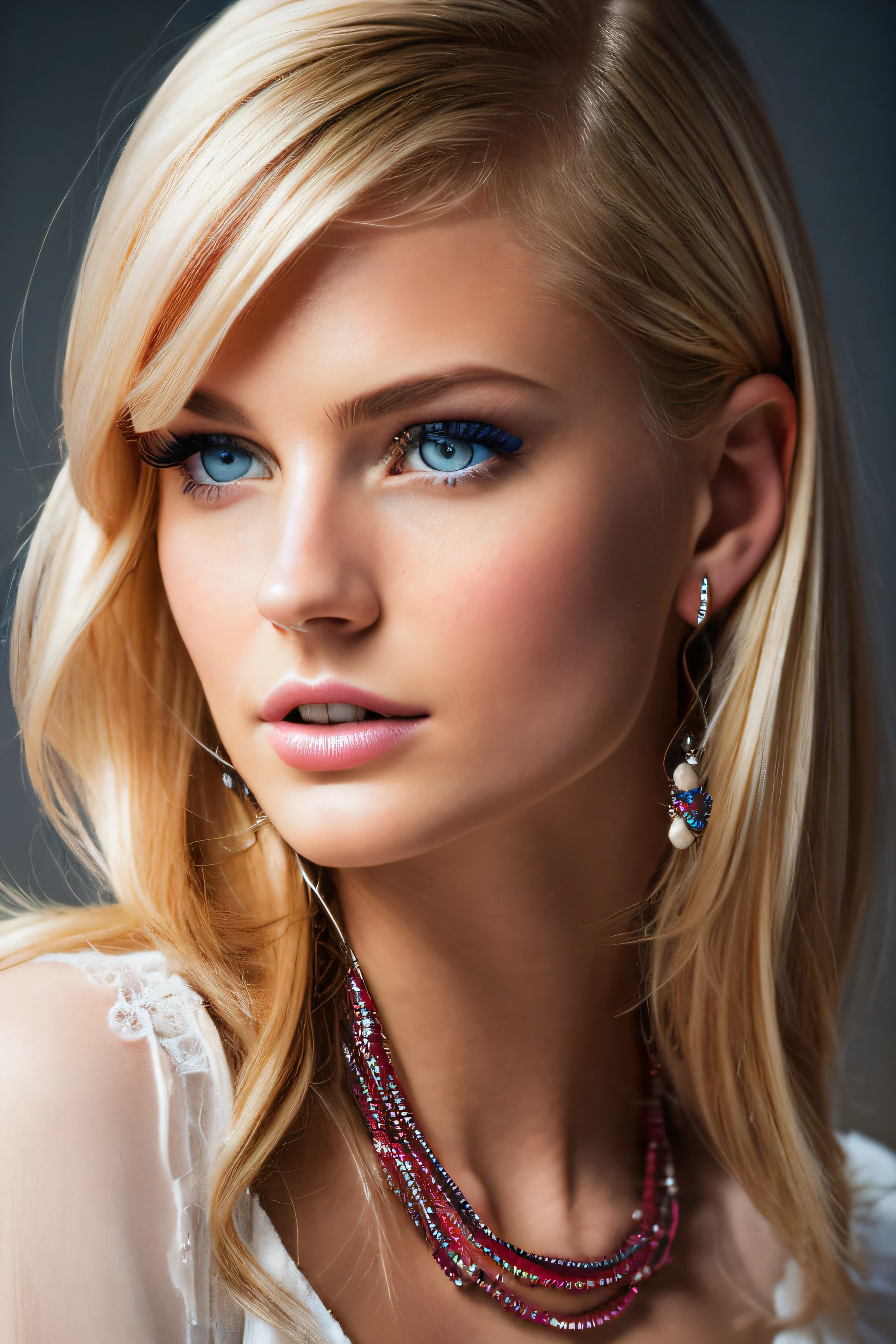 Slender, young, short blonde hair, blue eyes, in office board rrom with desk, wearing business clothes, full body, natural skin texture, 24mm, 4K textures, soft cinematic light, RAW photography, photorealistic, photorealistic, hyperrealistic, complex, elegant, highly detailed, sharp focus, (((cinematic look))), calm Tone, Insane Detail, Complex Detail, Ultra Detail, High Contrast, Soft Cinematic Light, Dim Colors, Exposure Blending, HDR, Faded, Cold, Waist Thin, Well-Proportioned, (8k, 4k, Top Quality, Hi-Res: 1.1), (Realistic, Hyperrrealistic, Photorealistic: 1.1), Twin Tails, Blonde Hair, Bangs, Long Hair, Necklace, Earrings, Lips, Eye Shadow, Jewelry, Spaghetti Straps, Detail, High Contrast, srfc, stunning complex full color, spectacular character composition, sharp focus, natural light, sub-surface scatter, f2, 35mm, film grain