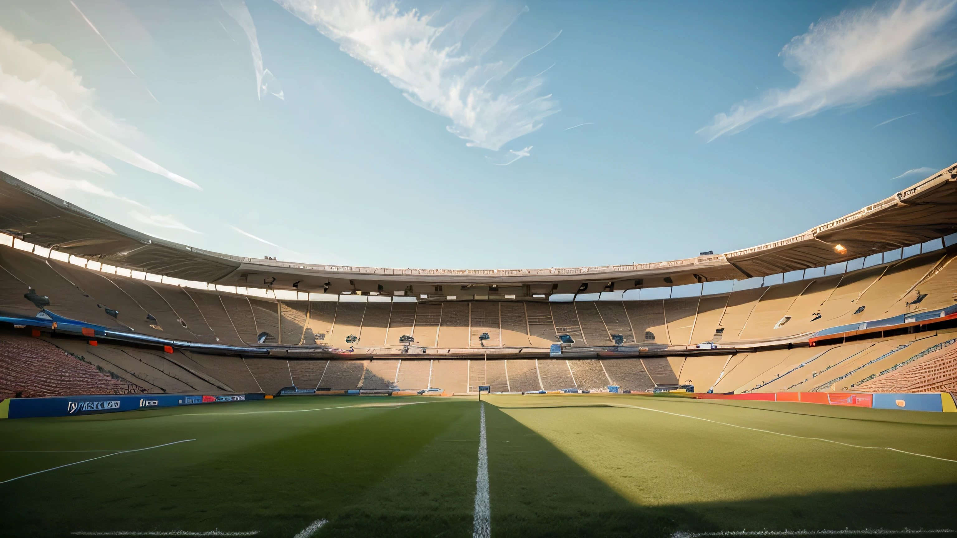 photography of soccer game stadium background without people, summer noon