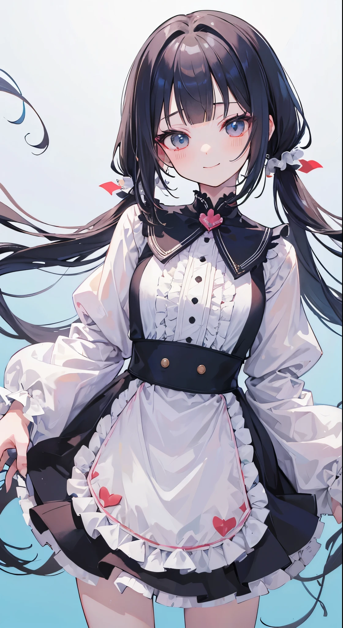 ((masterpiece,best quality))、only one woman, low pigtails,blunt bangs,hime cut,smile,delicate hands,anime,illustration,Two dimensions,beautiful girl,Erase extra arms,Erase extra legs,Erase extra fingers,other color clothes,same hairstyle,same hair color,idol clothes