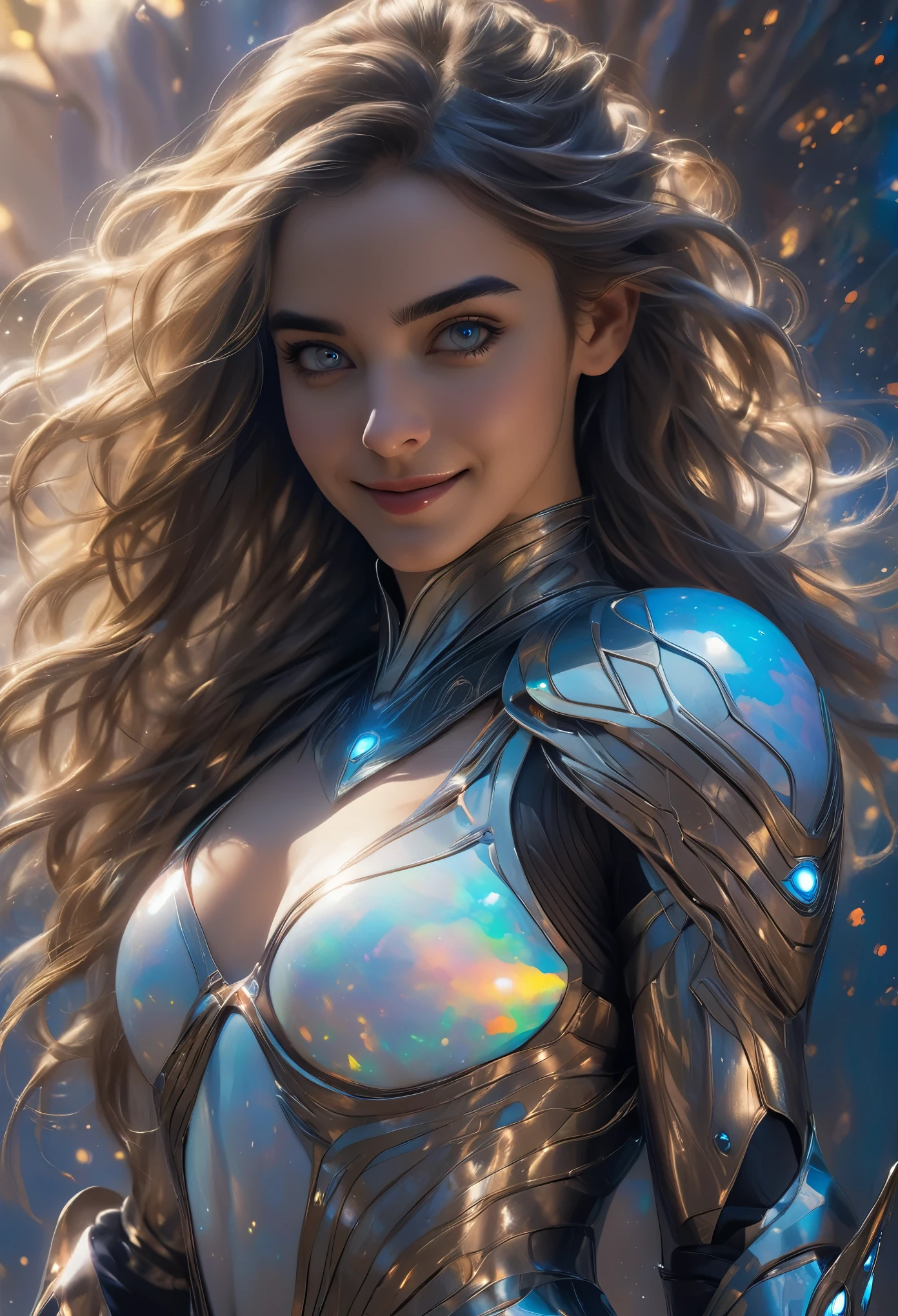 (Best Quality, High Resolution, Masterpiece:1.2), Super Detailed, (Realistic, Photorealistic, Photorealistic: 1.37), (1 beautiful Italian girl with round and large buttocks photographed from behind:1.6), (in the space) (the incredibly beautiful natural scenery:1.3), She is wearing an intricate and beautiful armor with jewelry. She has the most beautiful face in the universe, smiling invitingly at the viewer. (NSFW:1.2), flat chest, beautiful nipples, toned body, (expression of ecstasy: 1.2), from the side, 16 years old,  (Sexy and glamorous:1.1), (Coquettish expression: 1.6), (Small breasts with raised areolas:1.6), (Sexy smile: 1.2), (Erotic pose: 1.5), Beautiful and seductive Face, (Ultra detailed skin texture: 1.4), Perfect anatomy, (Beautiful and toned body and abs:1.1), (moist skin: 1.21), (silver Chignon hairstyle:1.36), no makeup, dark circles,  (Thick eyebrows:1.2), (detailed opal eyes:1.4), Beautiful eyes with fine symmetry, (Ultra detailed eyes:1.4), (High resolution eyes:1.1), (Emilia Clarke:0.3) (Emma Watson: 0.3), (Jennifer Connelly: 0.3), (sensual face :1.5), Cyberpunk SF, (Intricate and beautifully designed gauntlet:1.2), Background blur, Foreground blur, Depth of field, (Motion blur:1.1), Complex and colorful biomechanical body suit, (Small breasts: 1.2), transparent breasts, big hips, grasping the breasts, (smiling seductively:1.6)