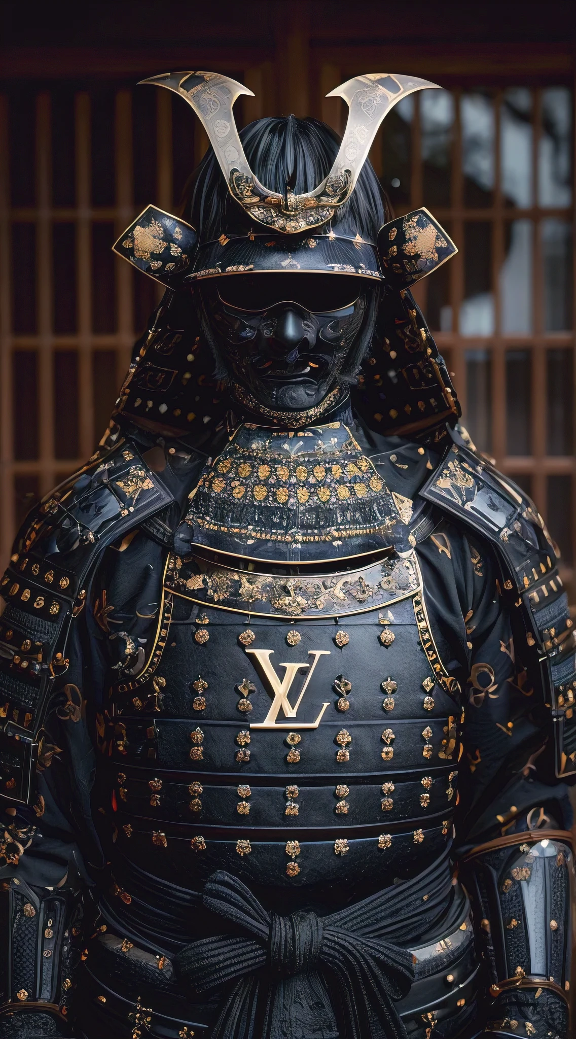 (best quality,4k,8k,highres,masterpiece:1.2), all full black, if luxury Louis Vuitton are samurai, fine photograph, detailed fabric textures, intricate design patterns, mesmerizing handcrafted details, glossy finishes, metallic accents, elegant poses, intense gazes, dramatic lighting, refined artistry, ultra-sharp focus, exquisite craftsmanship, vibrant colors, high contrast, shadows and highlights, sleek and modern style.