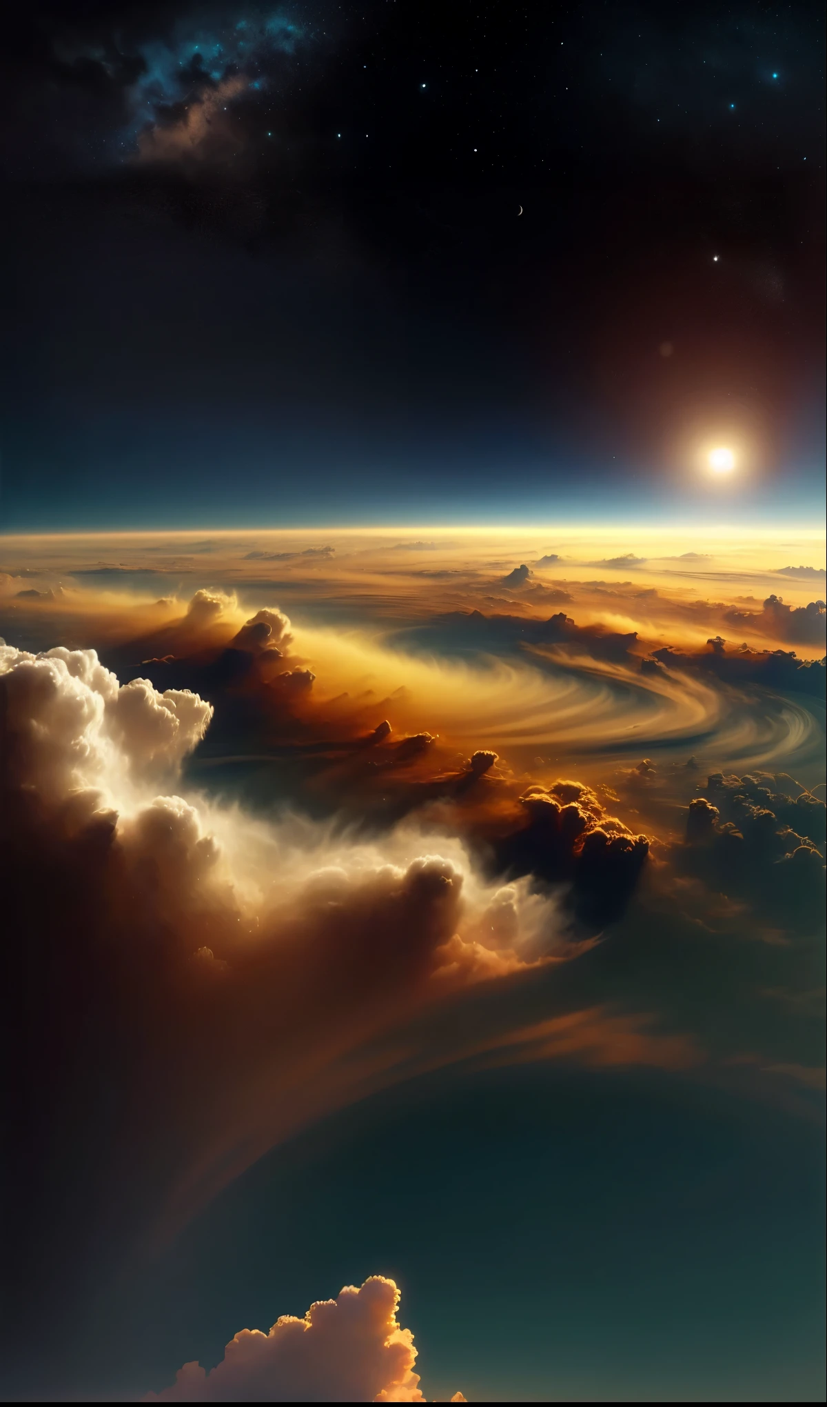 best quality,high-res,ultra-detailed,realistic,portrait,beautiful atmosphere of Venus,Venus-like,alien landscape,natural beauty,a few yellow-white clouds,soft sunlight,colorful sky,ethereal glow,peaceful and serene,delicate brushstrokes,subtle textures,vibrant colors,dreamy and surreal,otherworldly beauty