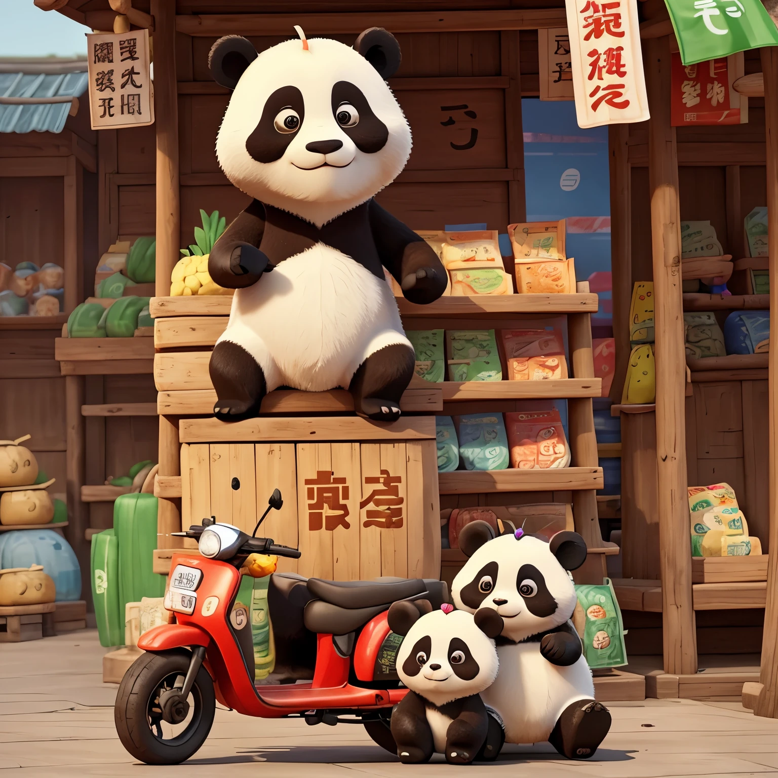 Panda coupons, pandas eating bamboo and selling things lgoo, cute and interesting selling coupons, a single cute giant panda, coupons, iQiyi, NetEase Cloud, Tencent video membership, Meituan Bicycle, making the store's logo, simple, interesting and fun, changing all the text to Chinese
