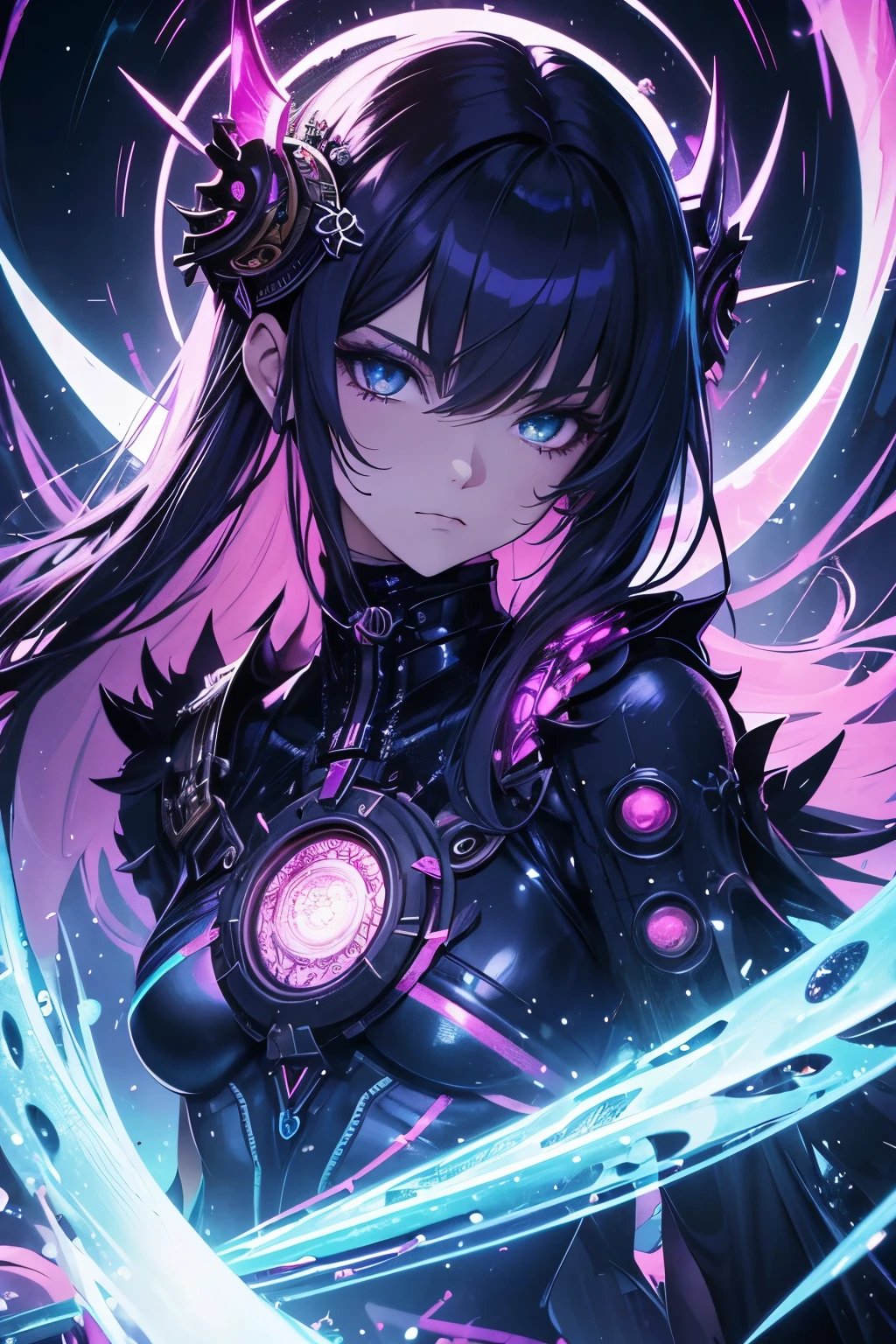 best quality, super fine, 16k, incredibly absurdres, extremely detailed, kaleidoscope of (cyberpunk:0.5), steampunk, dieselpunk, and clockpunk, with a beautiful Creator and Destruction Gods at its center, dark fantasy, variety of visual styles that combine various artistic elements like a sparkling iridescent pastel and vivid colors