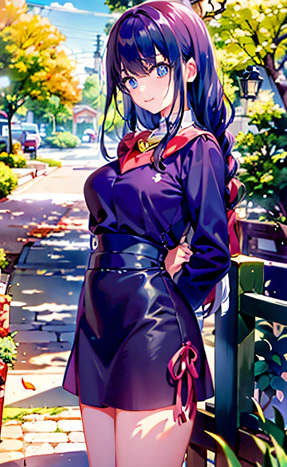 Anime girl wearing a short skirt in front of a fence, Smooth anime cg art, Misato Katsuragi, Cochart Cranes The Key to Feminine Art, Anime picture of a cute girl, Beautiful seductive anime woman, Highly detailed official artwork, Anime portrait of a young woman, Anime mo art style, Detailed digital animation art, Cute anime waifu in a beautiful dress