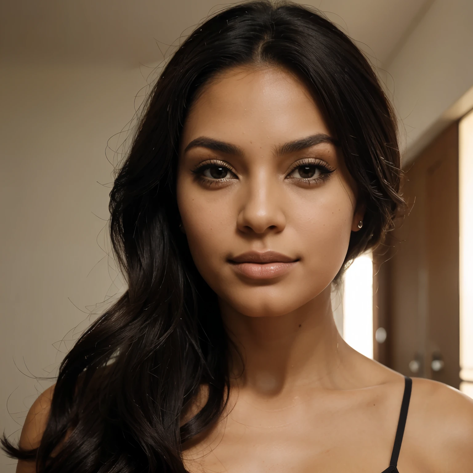 Negra,cabelos cacheados,olhos castanhos perfeita
