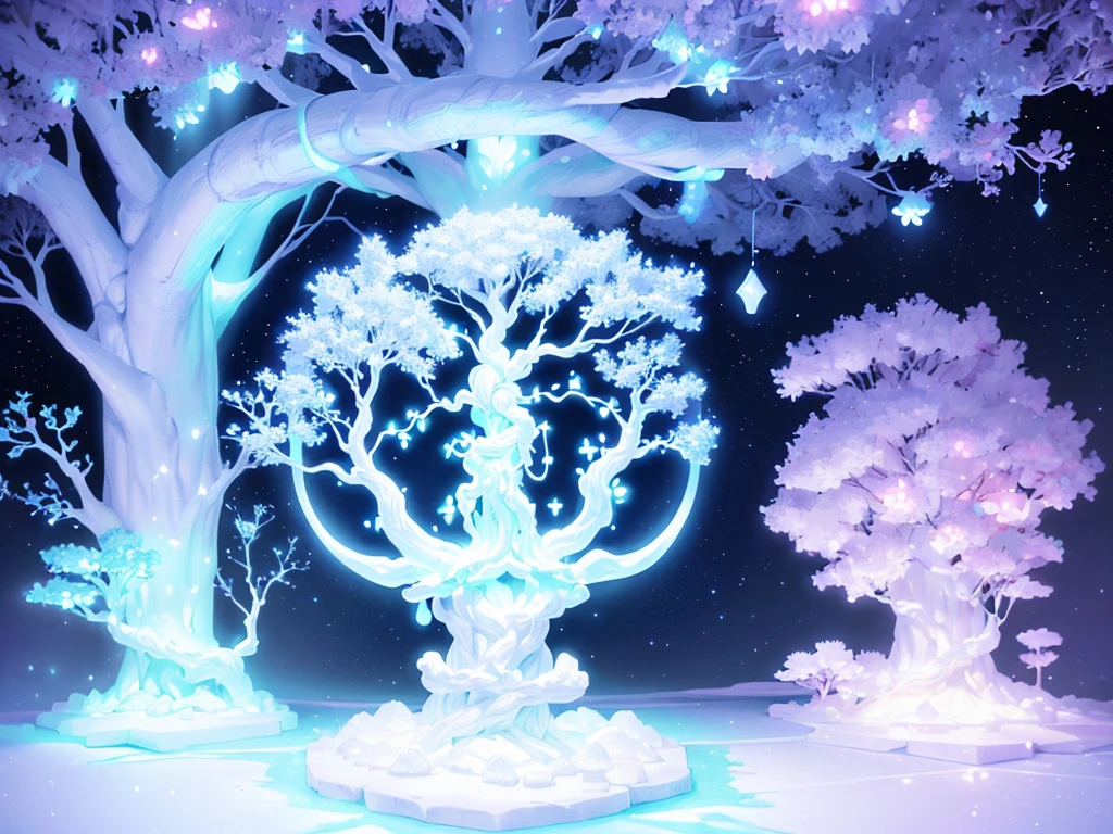 ((Glowing all white tree of life,Super cute,Light bluish white tone,))masterpiece,3D cute style,Extremely complex and exquisite details,highest quality