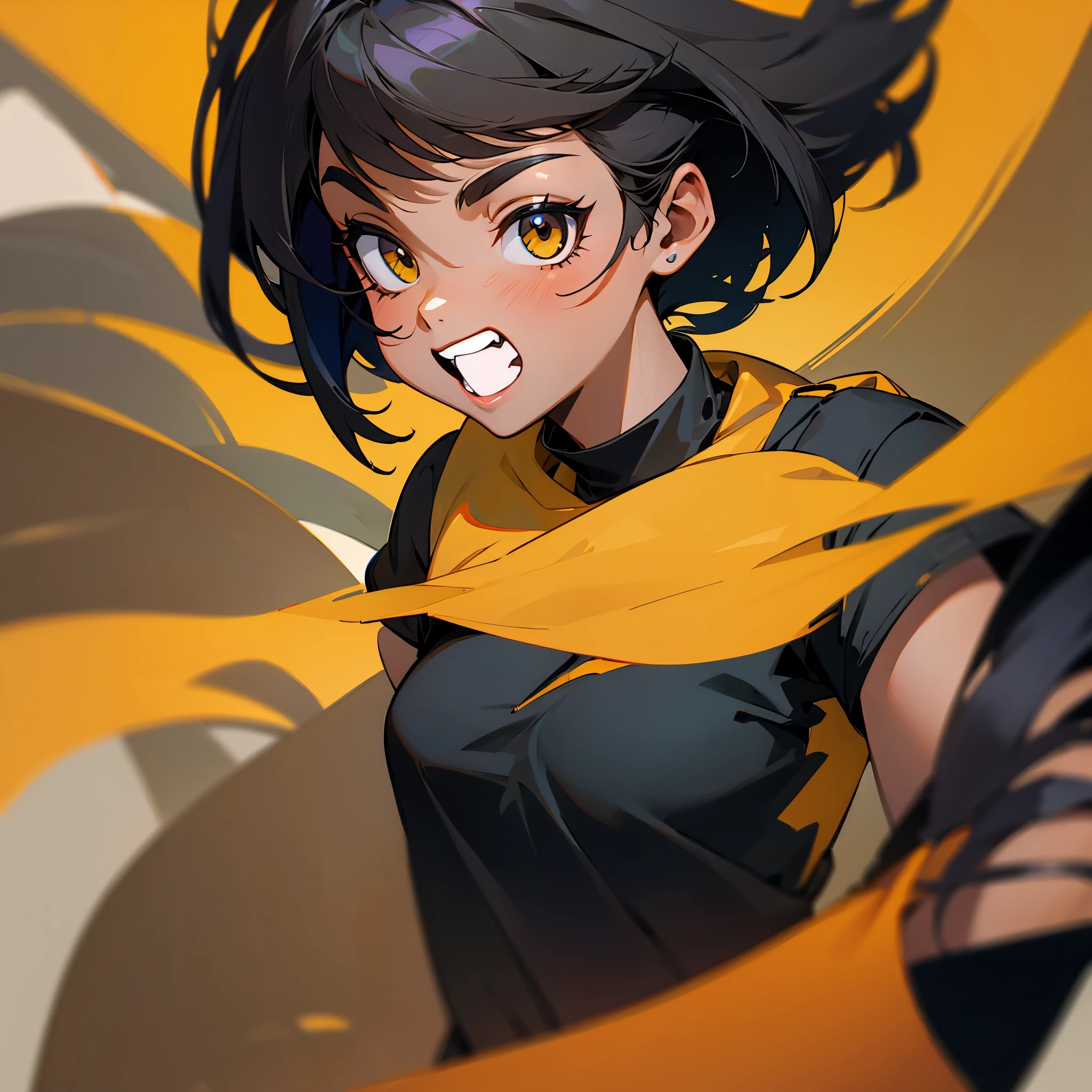 chica pelo negro corto