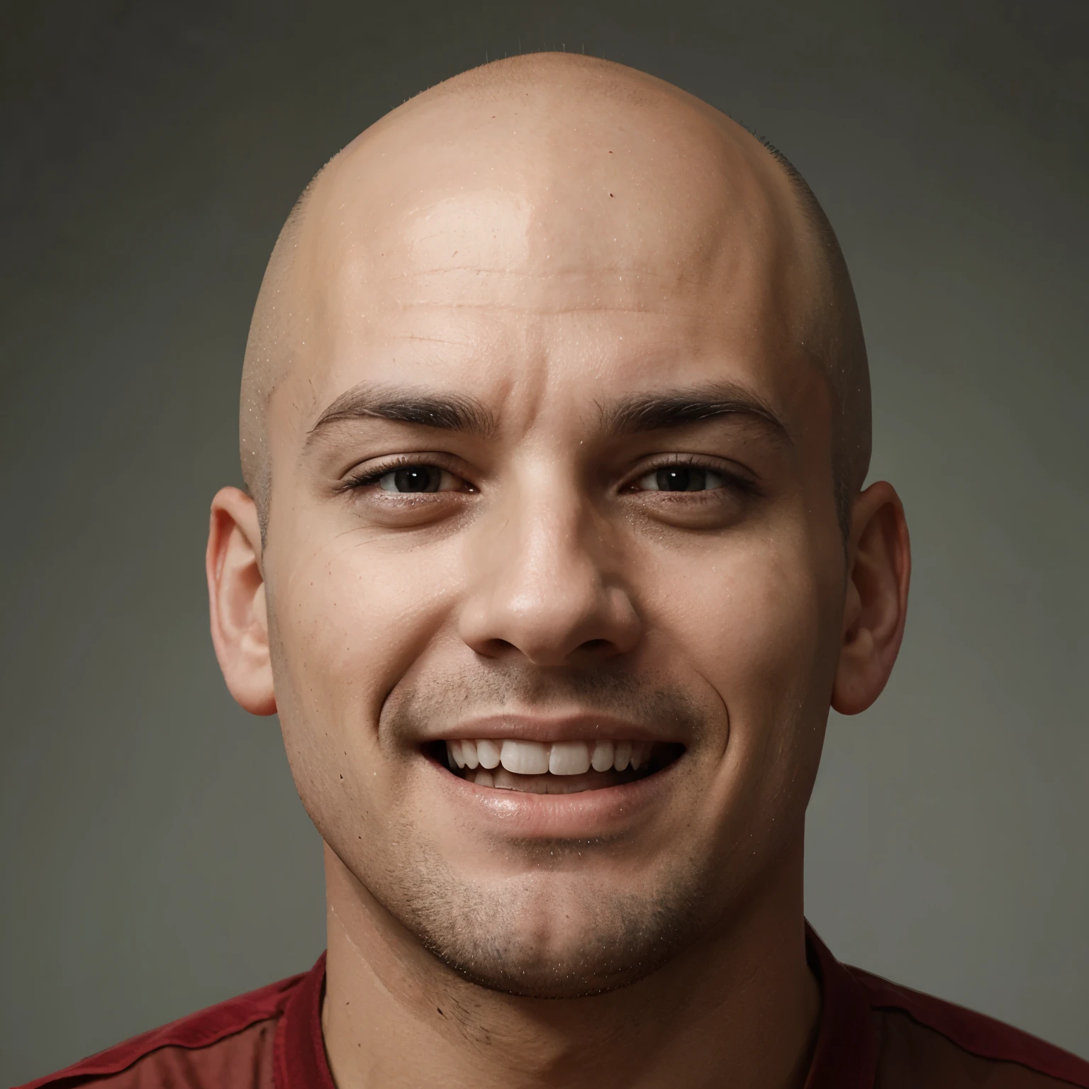 Bald on his back sad with others laughing