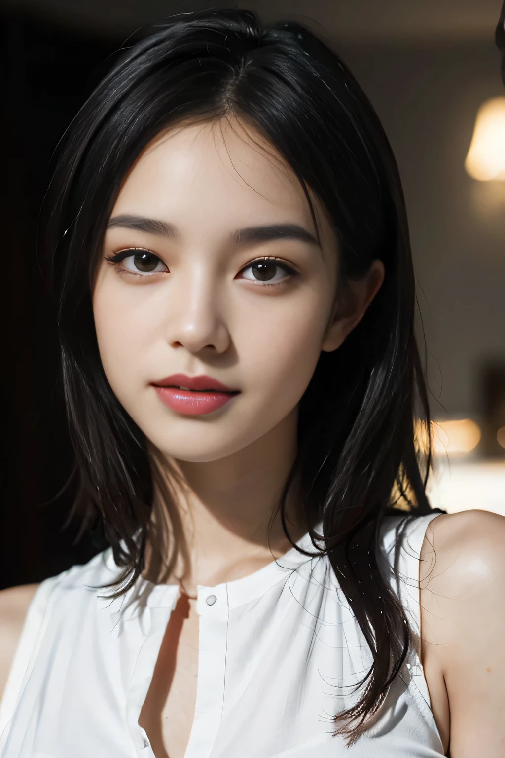 {masterpiece、highest quality}、realistic、(超realistic), (enlightenment), (High resolution), {(8K)},{16k}, (Seems very knowledgeable), (The best enlightenmentns), , (highest quality), (Seems super knowledgeable), (masterpiece), (wallpaper),
break, ,{{upper body close-up}},,,alone,{{white tank top:See-through}},ultimate beautiful girl::、{|thin and white teeth},(beautiful and intelligent eyes:double eyes),{{plump face}},(knowledgeable face),,{perfect teeth},{{lip gloss}},{{white background}}