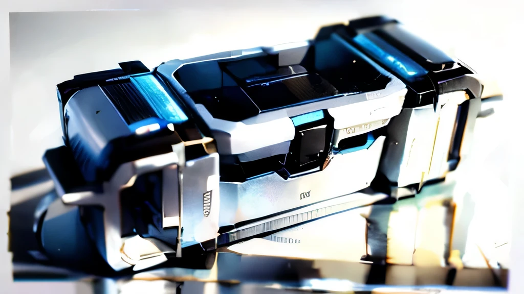 (best quality,highres),minimalistic,futuristic,white,blue color scheme,ammo crate,metallic texture,highly detailed,subtle lighting