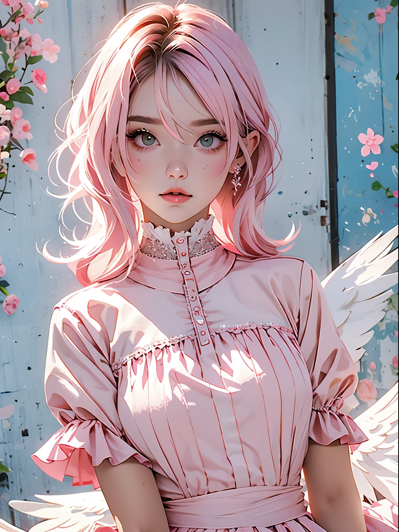 Alisa bosconovitch, melhor qualidade, contemporary, estilo plano, minimalismo, Green Eyes Flat Illustration, cabelo rosa, cabelo curto, cabelos multicoloridos, Camisa Preta, mechanical wings, Head Portrait Close-U, peito pontudo, decote, super decote, middlebreasts, Tekken,cabelo rosa pastel, 1girl, em quimono, hand-painted,Desenho de linha sem cor, colorida do yandere pastel, Tekken, Super cute pink hair girl with gothic makeup on the side, com roupa de empregada,figura esbelta,robusto,He sat on the floor,Vestido com roupas de empregada rosa e branco,cabelos muito curtos,com orelhas de gato,quadratic element,, kawaii cor-de-rosa na roupa da era de 1910, Alisa Bosconovich pink lips, no estilo da paleta de cores suave aurorapunk, an anime illustration of his face, gifs animados, hand drawn animation, charming sketches, suave e brilhante, romantismo nebuloso, Estilo Superflat, fundo branco - ar 1:1 - niji 5 - estilo expressivo --s 50 ,Pink kawaii girl in the era of 1920s clothesPink eagles, vestindo uma camisa branca brilhante, no estilo da paleta de cores suave aurorapunk, an anime illustration of his face, gifs animados, hand drawn animation, charming sketches, suave e brilhante, romantismo nebuloso, Estilo Superflat, fundo branco - ar 1:1 - niji 5 - estilo expressivo --s 50, Absurdo, alto, ultra detalhados, (1girl:1.3), quebrar , Crie uma imagem com uma bela caligrafia