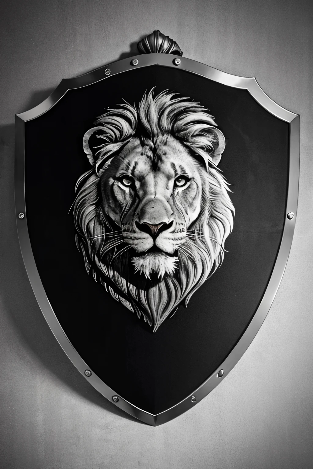 shield to color with a lion in the center in black and white