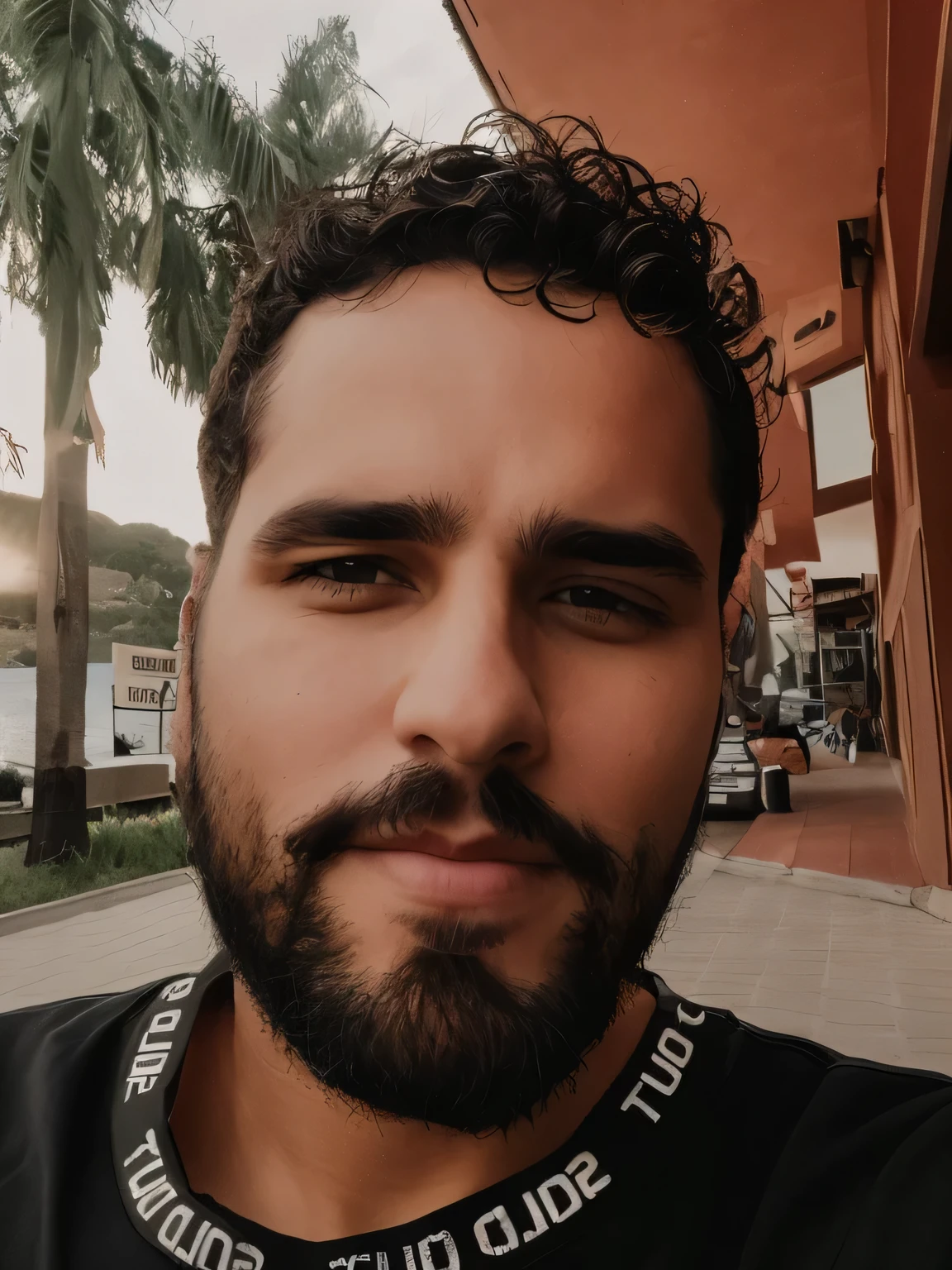 there is a man with a beard and a black shirt, frontal picture, mateus 9 5, david rios ferreira, 8k selfie photograph, low quality video, caio santos, low quality footage, andres rios, neckbeard, front camera, daniel mirante, Saâdane afif, youtuber, frontal, ismail, andrea rocha, selfie!!!!! of a man