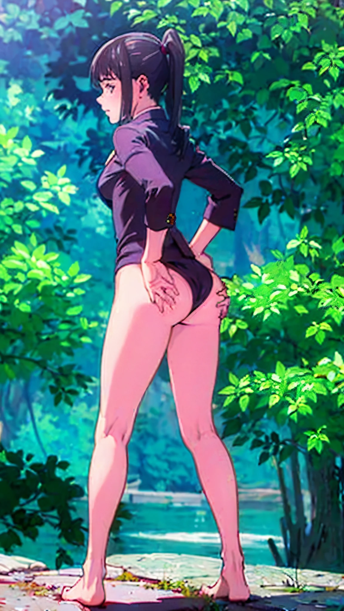 Maki zenin, solo, sexy, naked, showing ass, pussy, Bent down