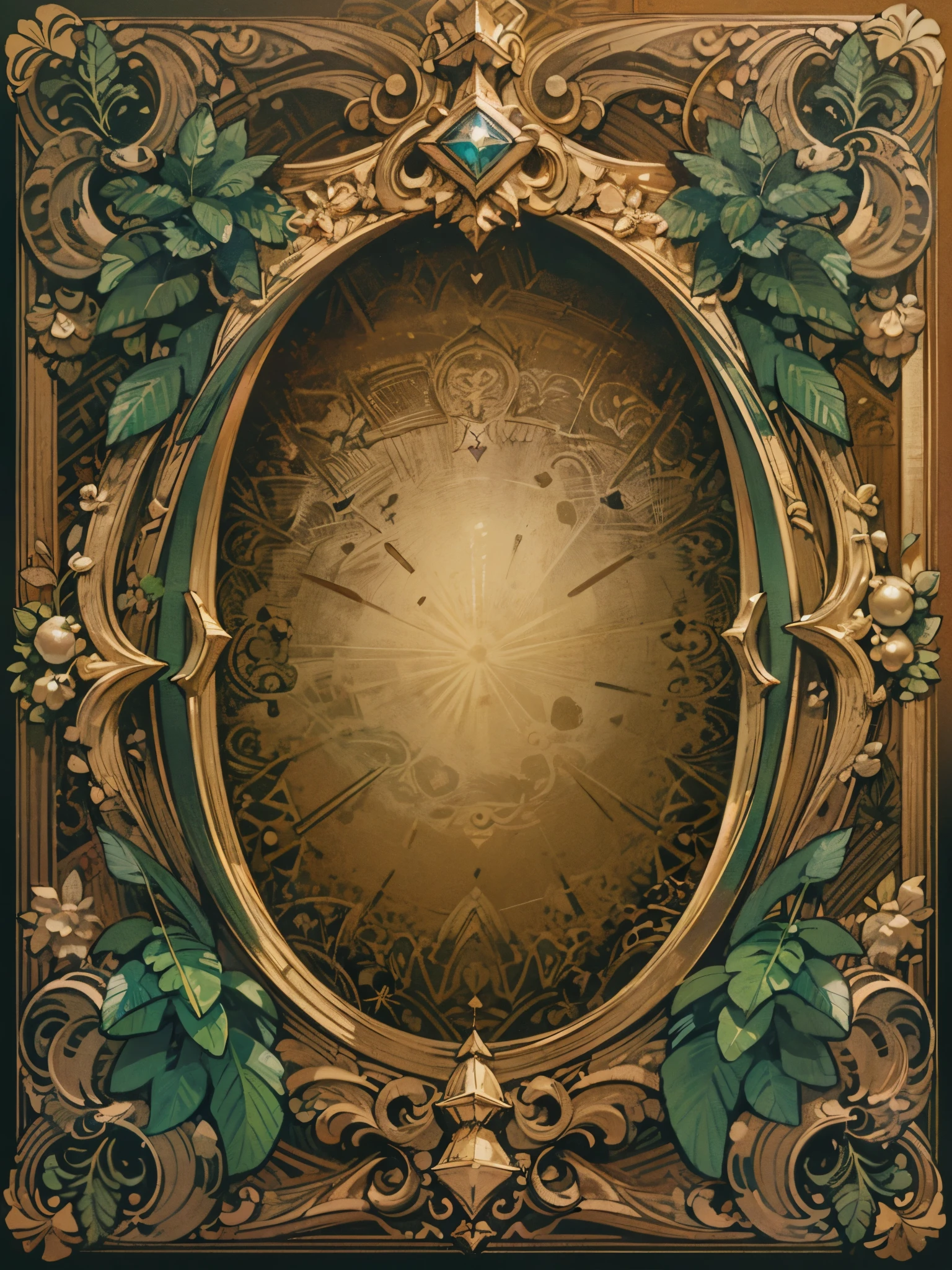 Illustration frame for card，card decoration。antique style，full of mystery，brown，Purple，card UI design，HD，4k。