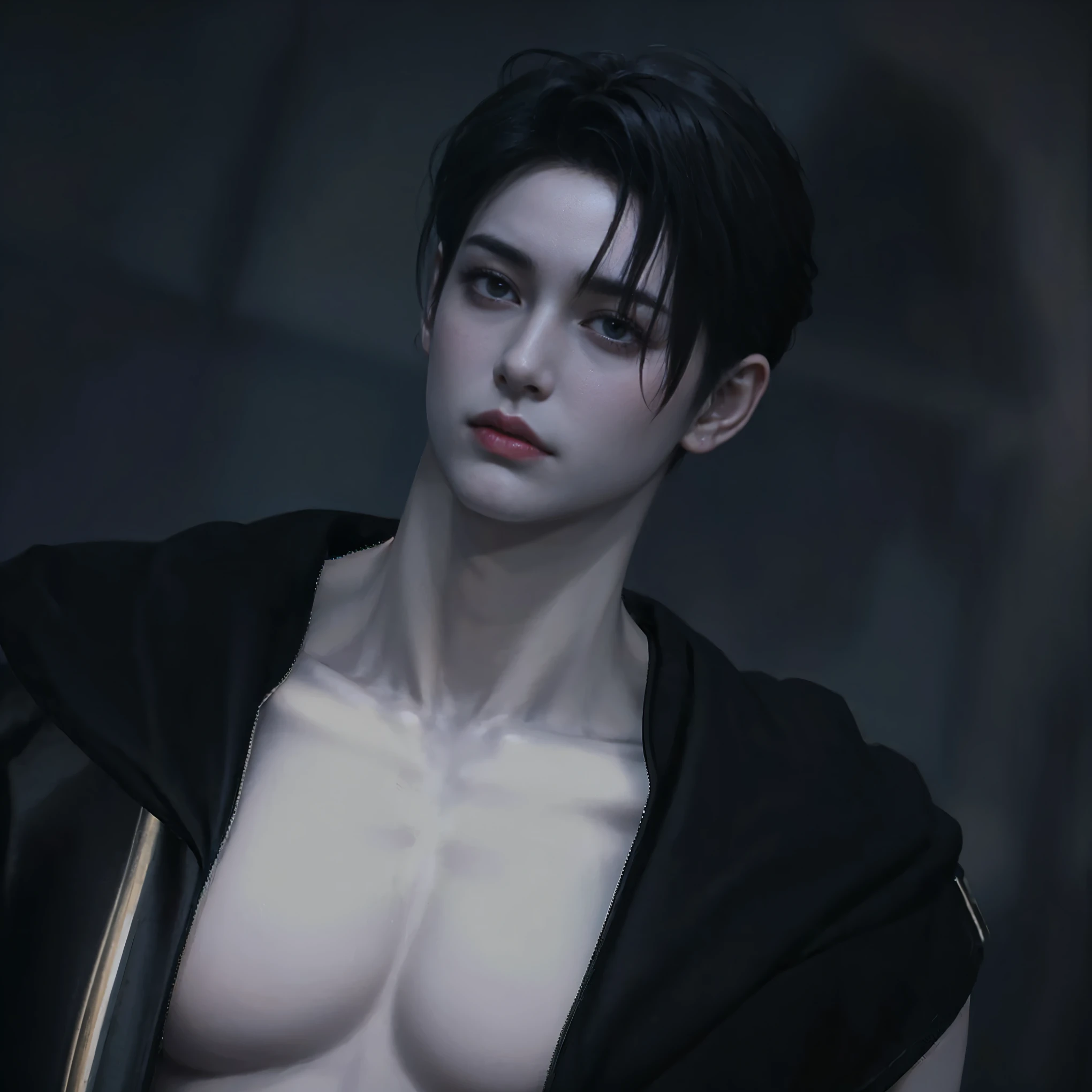 un gros plan d'une personne portant une chemise et une veste, handsome Male vampire, Male vampire, vampire androgyne, Inspiré par Zhang Han, personnage masculin, handsome japanese demon boy, inspiré de Jean Malouel, Male vampire of clan banu haqim, Human male demon, beau dieu masculin de la mort, délicat prince androgyne