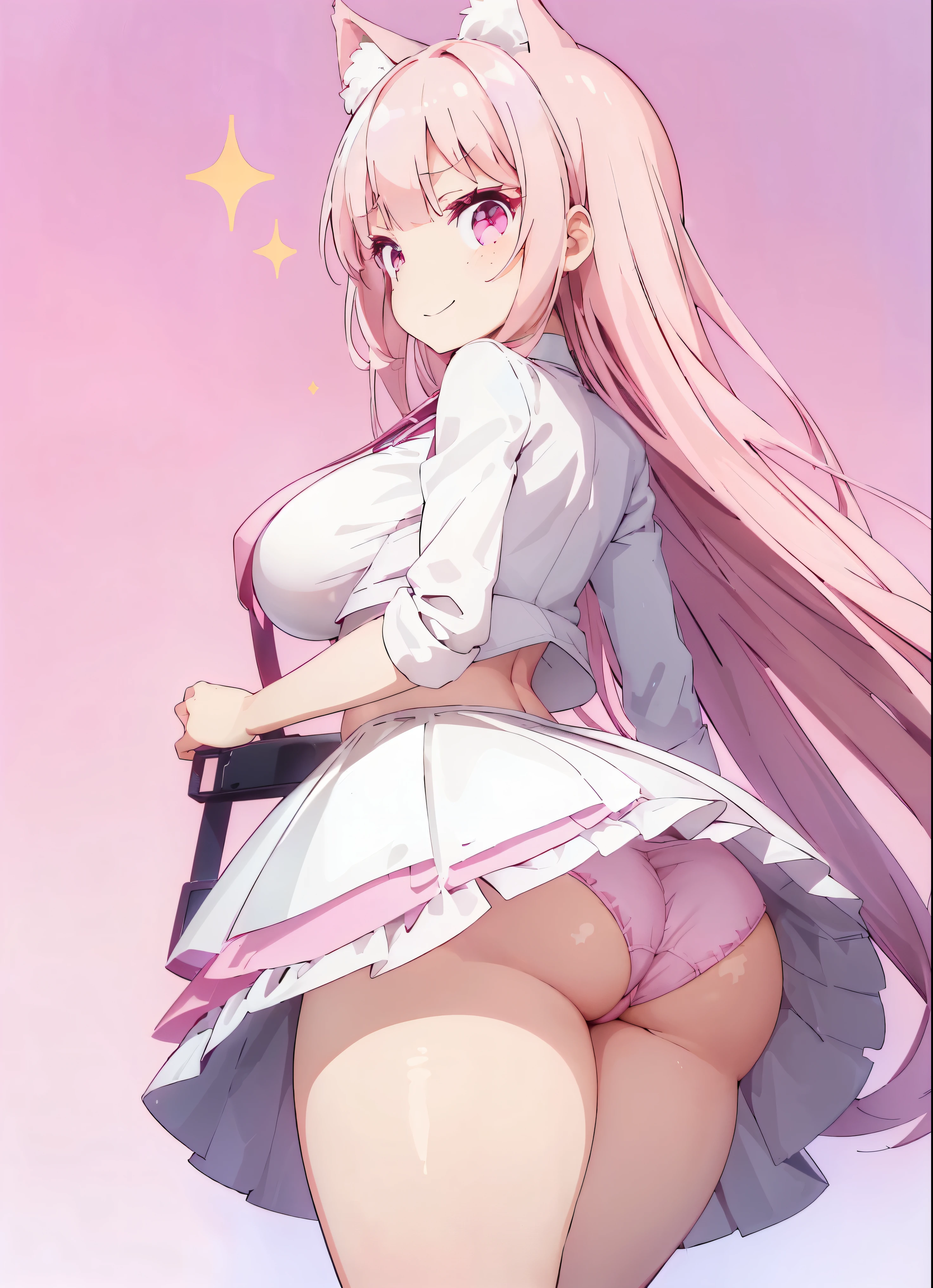by by buta99, by chelodoy, by spikedmauler, by cervina7, solo, female, standing, looking at viewer, ((hair, snout)), smiling, lips, eyelashes, eyeliner, big breasts, tan skin, pink eyes, sexy, blonde hair, blonde hair, skinny, huge thighs, , kawaii, kawaii sparkles, sexy, action pose, big , women, pink Princess, sparkly background, big eyes, anime girl, pink eyes, kawaii, straight on, soft, pink background, massive butt, thick, big hips, milf, facing viewer, hearts, define, sexy, moaning , tan skin cartoon style, sexy, pink bra, freckles,pastel pink hair, big eyes, long pink hair, massive hips, white mini skirt, tan skin, pastel, pink background, brown skin, sexy, pastel background, from front, big , front, facing viewer, pink mini skirt, pink crop top, white thigh high socks, brown hair, wolf, furry, huge butt, showing panties