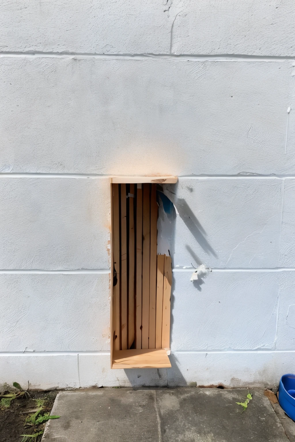 So, inspired by what he learned, Davian decided to conduct an experiment to test those concepts., entonces, built a small slit on a wooden base and placed it just before a white wall; Luego, con la ayuda de su amigo Stiben, He started throwing little bags of paint through the crack., And so, They watched as an interference pattern was created on the wall.