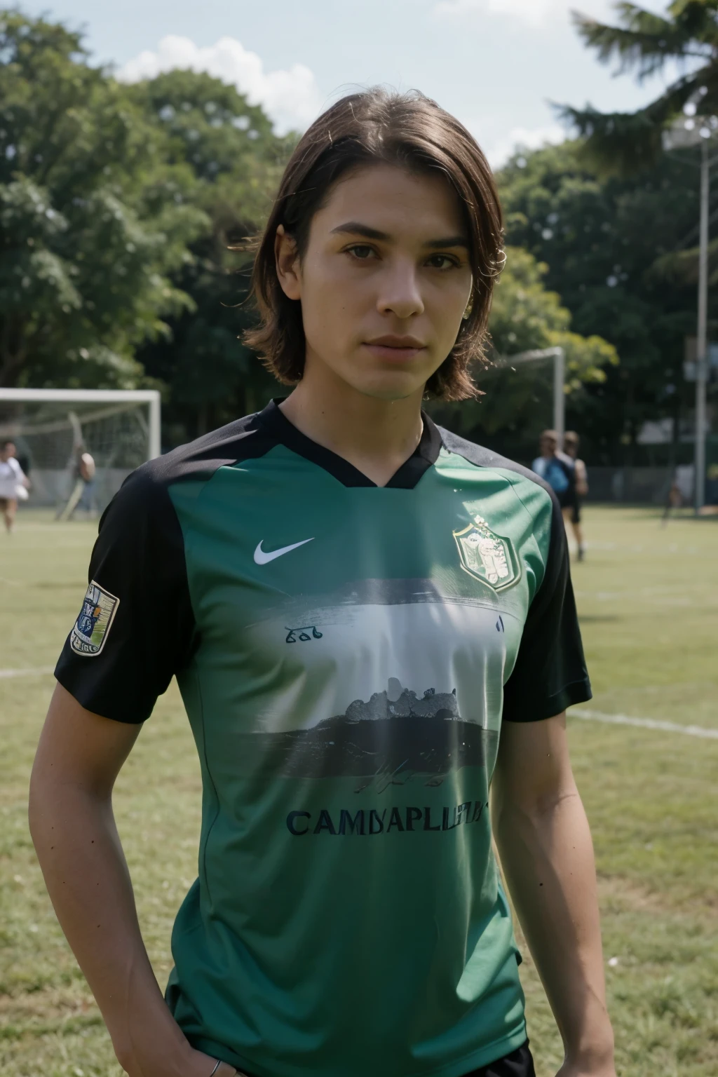 uma camisa de futebol, na cor verde escuro degrade
