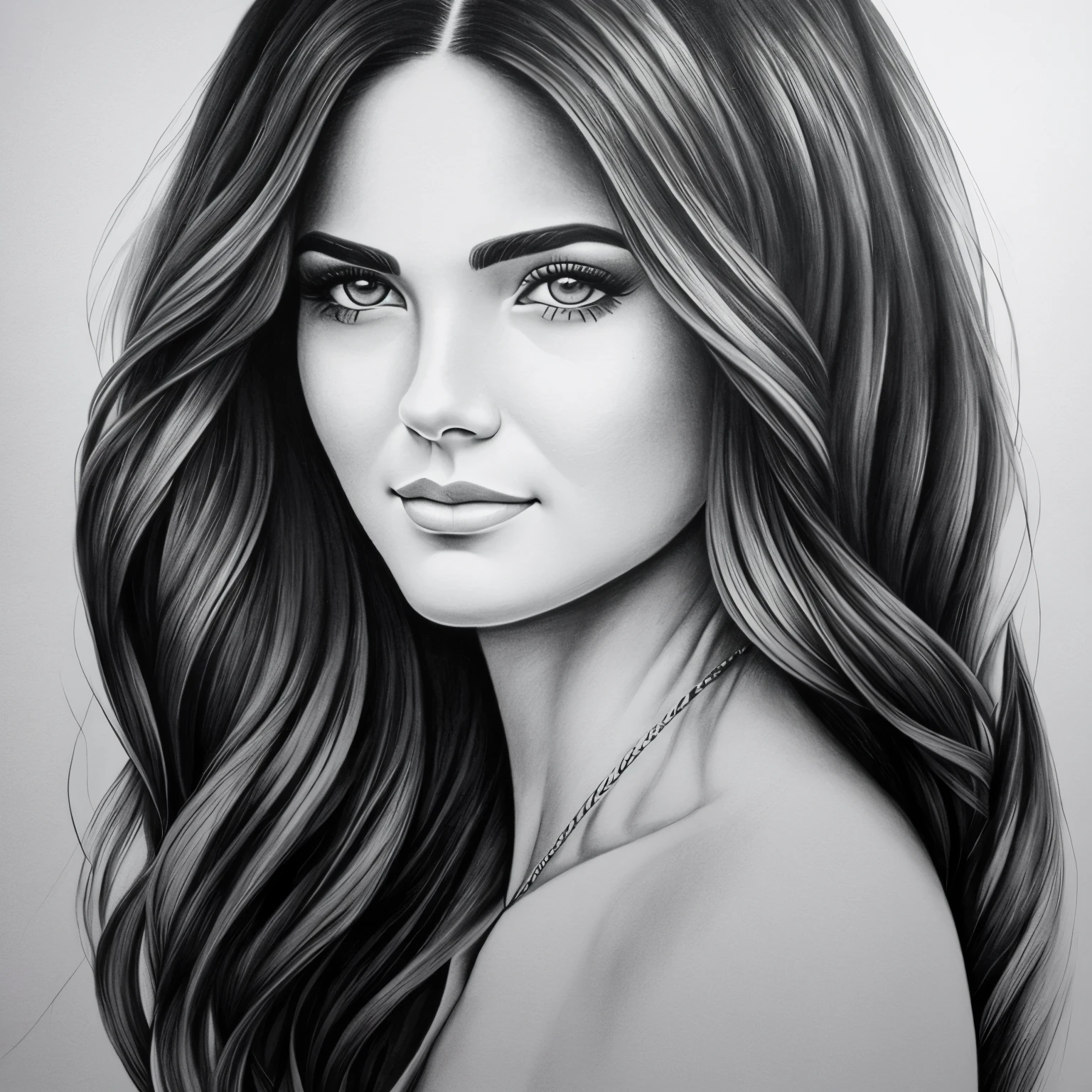 um desenho de 1 bela mulher longo, retrato bonito detalhado, retrato altamente detalhado, desenhado no estilo de artgerm, realistic sketch, detalhada, desenho preto e branco, detailed illustration portrait, Estilo de desenho a lapis, retrato feminino, Retrato de uma bonita, desenho em preto e branco,