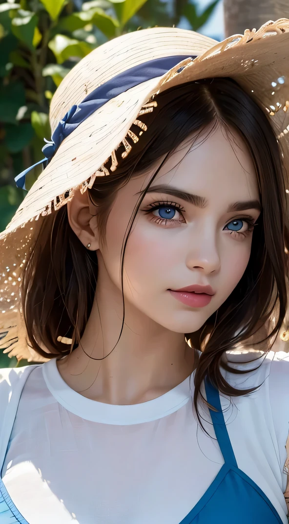 (8K, foto cruda, photorealista:1.25) ,( brillo de labios, eyelashes, cara brillante, piel brillante, Mejor calidad, ultra high resolution, profundidad de campo, chromatic aberration, caustics, Ample lighting, Sombreado Natural) looking at the viewer with a serene and divine joy, cara de bebe, sagging breasts, pechos enormes, pechos gigantes, perfecto , NSFW, pelo rubio, sexy, 1 chica, pelo rubio, blue eyes, realista,photorealista, tiro de vaquero, de cerca, cabello corto,  Pinza para el cabello, one piece swimsuit,(gigantic bresats:1.2),(dulce sonrisa:0.6),((boca cerrada)),  mirando al espectador,de pie, parte superior del cuerpo, al aire libre,luz solar,parque acuatico, piscina, plantas verdes, promedio,