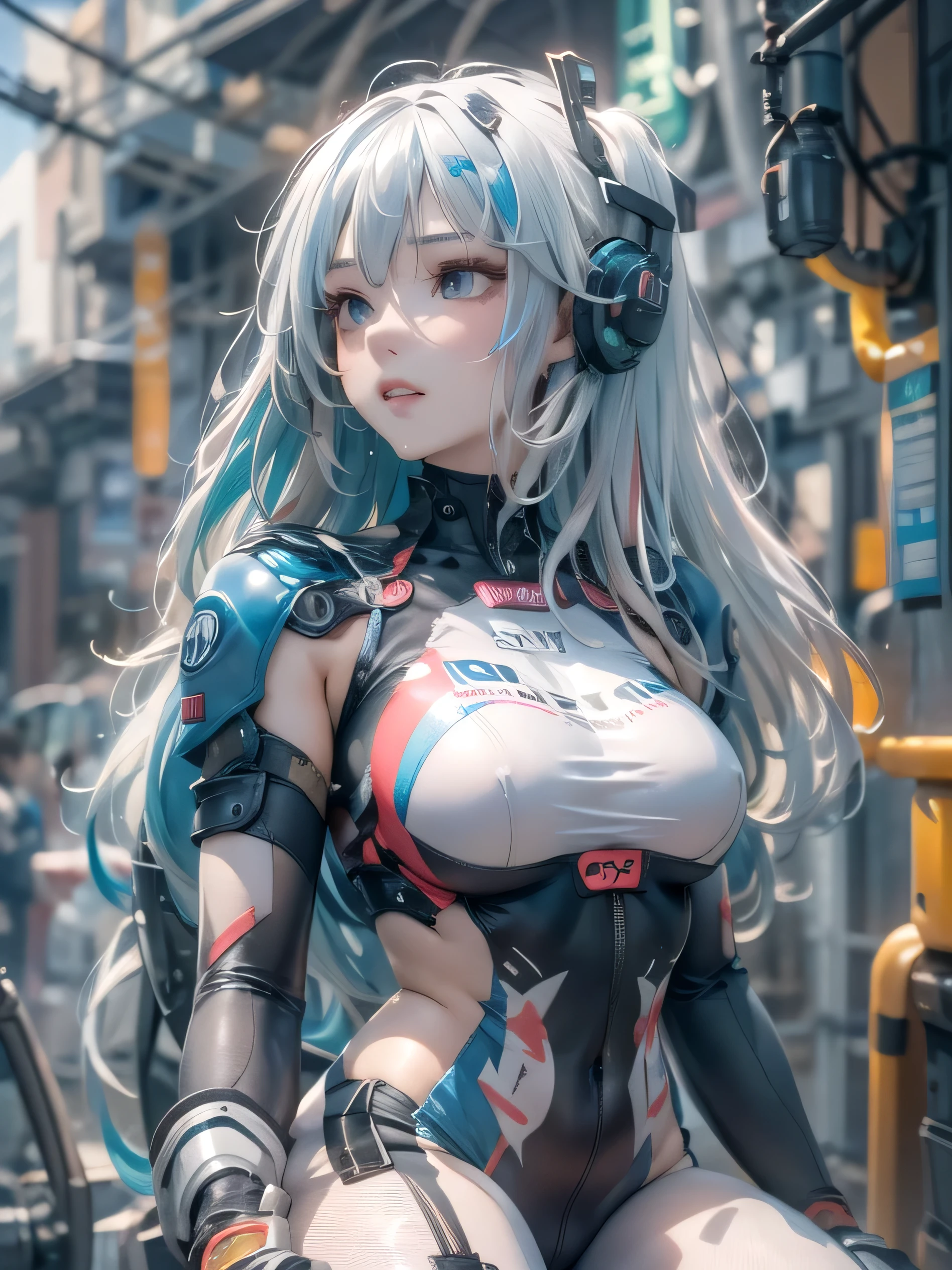 (photorealistic:1.8, highest quality:1.8,8K masterpiece:1.8,High resolution,muste piece:1.8,RAW Photos,cinematic lighting),No split screen, cyber punk、Back alley of the city at night、rain-soaked ground、vapor、
(1 android girl:1.3)、Completely naked、Full body tattoo、choker、beautiful breasts、shirt、Denim Micro Shorts、beautiful butt,beautiful thighs,plump nipples、Nipples are visible through the costume,cameltoe,Body painting with a pop design drawn all over the body、pop art design、cutting edge fashion、conceptual art、
Provocative sexy poses、look back、spread your legs、(Beautiful, shining pale-white, gray-gold hair:1.5)、shining blue eyes、Stoic