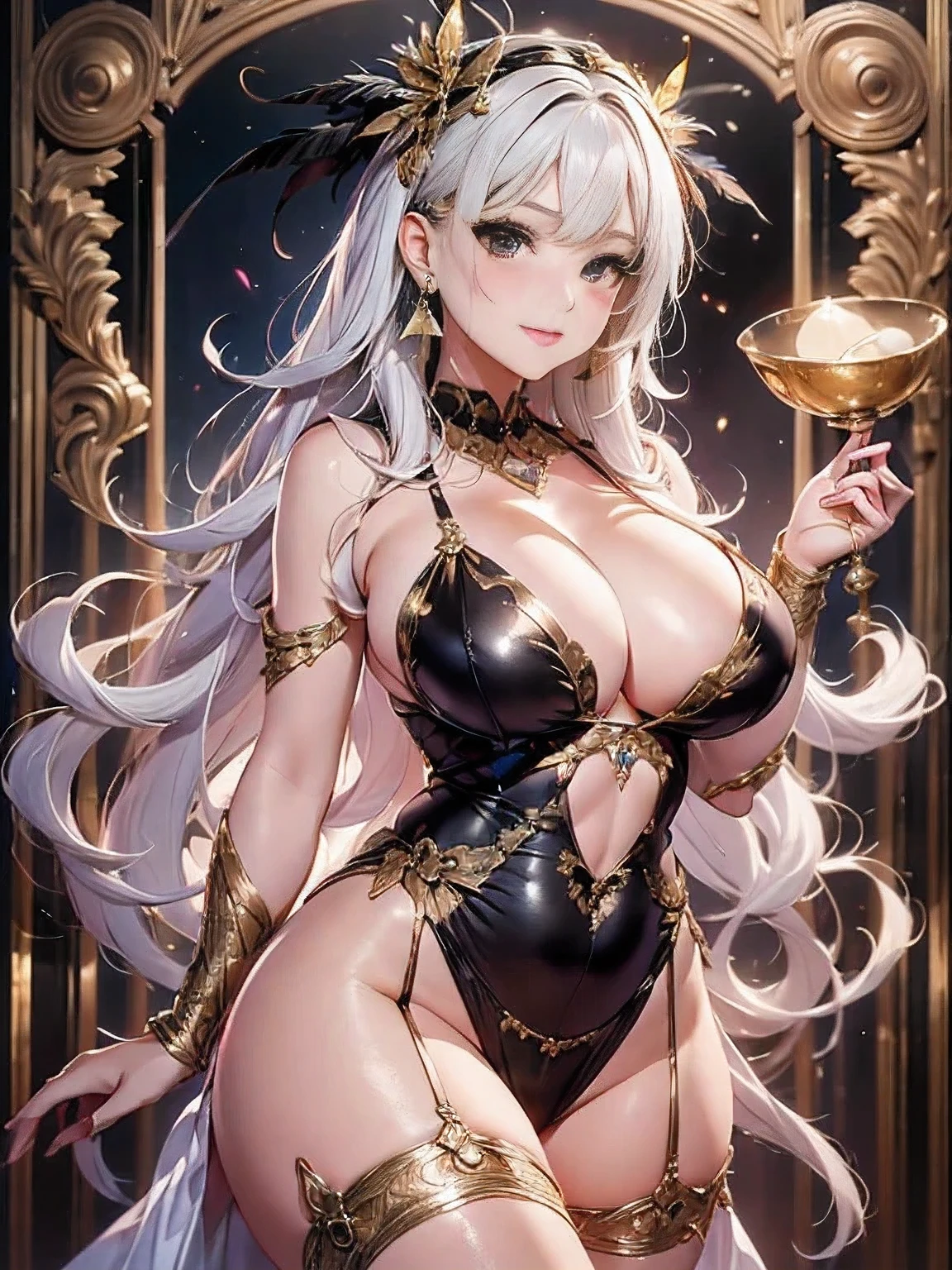 過去最高のmasterpiece、beautiful美しさ, 3D, rich, blonde, skirt, stockings, high heels, star、(Highly detailed CG Unity 8K wallpaper),(masterpiece), (highest quality), (Super detailed), (best work),(best shadow), (8K,Raw photo),mature woman、sensual curves、お尻のmasterpiece, full body shot, beautiful女性, enchanting smile, thick lips, Plumpした唇, looking at the viewer, provocative expression, beautiful髪型, cleavage, Plump、curvy hips、attractive face、sexy dress、an inviting gaze、expression of emotions、(((erotic dress)))、gorgeous accessories 、big breastsの女性, golden hair, colored feather, metal ornaments, colored flowers, particle, light, (1 girl:1.3),(fractal art:1.1),(colorful:1.1)、(flowers:1.3),most detailed,(tangled:1.2), (dynamic pose), (abstract background:1.3), (shiny skin), (lots of colors :1.4), ,(earrings:1.4), (feather:1.4),masterpiece, highest quality, Super detailed, 30~40 years, full body shot, beautiful 、various hairstyles,gold headband,plump breasts,greek clothing,Tulle covers the chest,perfect balance, Costume details,cinematic lighting, high detail, openwork decoration,(((colorfulな最高級ドレス)))、(((解剖学的に正しいbody))) ,big breasts,cowboy shot, (((1 girl))), perfect face, (((highest quality))), (Super detailed), detailed face and eye, (alone), High resolution、beautifuleye,(((sexy pose)))、(((整ったbig breasts)))、((beautiful eye))、luxury、(((超High resolution)))、(((detailed description)))、(((ぽっちゃりbody型)))、(((解剖学的構造に一致したbodyの部位)))、beautiful長いまつ毛、バランスのとれたbody型,The legs and arms are just the right size、Fishnet tights、glamorous、(((Clear white and black eye)))、lipstick、Sparkling、(Undistorted face, eye, body)、jewelry、gem、(長くカールしたbeautifulまつ毛)、(((バランス良いbeautiful胸)))、(transparent, Exquisite skin:1.2)、(((完璧なglamorousボディー)))、actress face、Super beautiful、cute smile、Healing beauty、flower shower、(((完璧なeye)))、realistic expression、super sexy、shiny、glamorous、double eyelids、Excellent dark correction、(((ぼやけていないeye)))、(((Plump face)))、cute face 、(((shiny輝く肌))) 、(((gorgeous long dress)))、,(((elaborately decorated long dress)))、(((finest long dress)))、soft smile、clear eyes、(((wear a lace shawl)))
