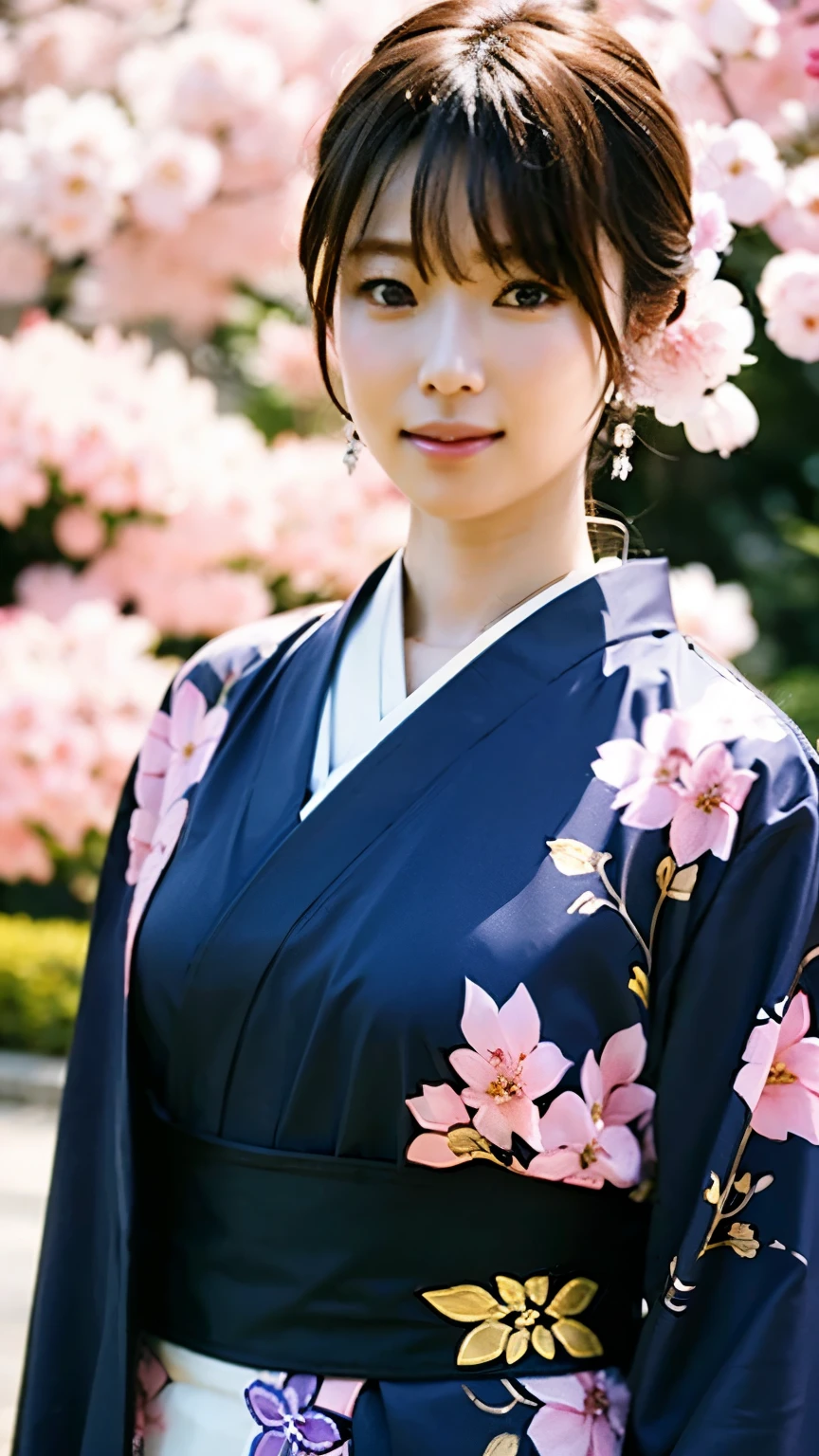 (((perfect anatomy))),Taking a graduation photo at the main gate of the university where the cherry blossoms are in full bloom.,(Rin in navy blue kimono and purple hakama々New)卒業証書の筒を大事そうに持った二十歳の美New女子大生,A 20-year-old girl who looks good in necklaces and earrings,,(((The hairstyle I got at the hair salon is cute))),(Full body shot of her standing from the front with cherry blossoms in the background),best image quality,professional angle of view,excellent details,ultra high resolution,realistic:1.4),high detail,focus on details,High concentration of 1girls,編み込んでまとめた美New栗色の髪,Delicate high nose and glossy lips,美New顔,Long limbs like a model,