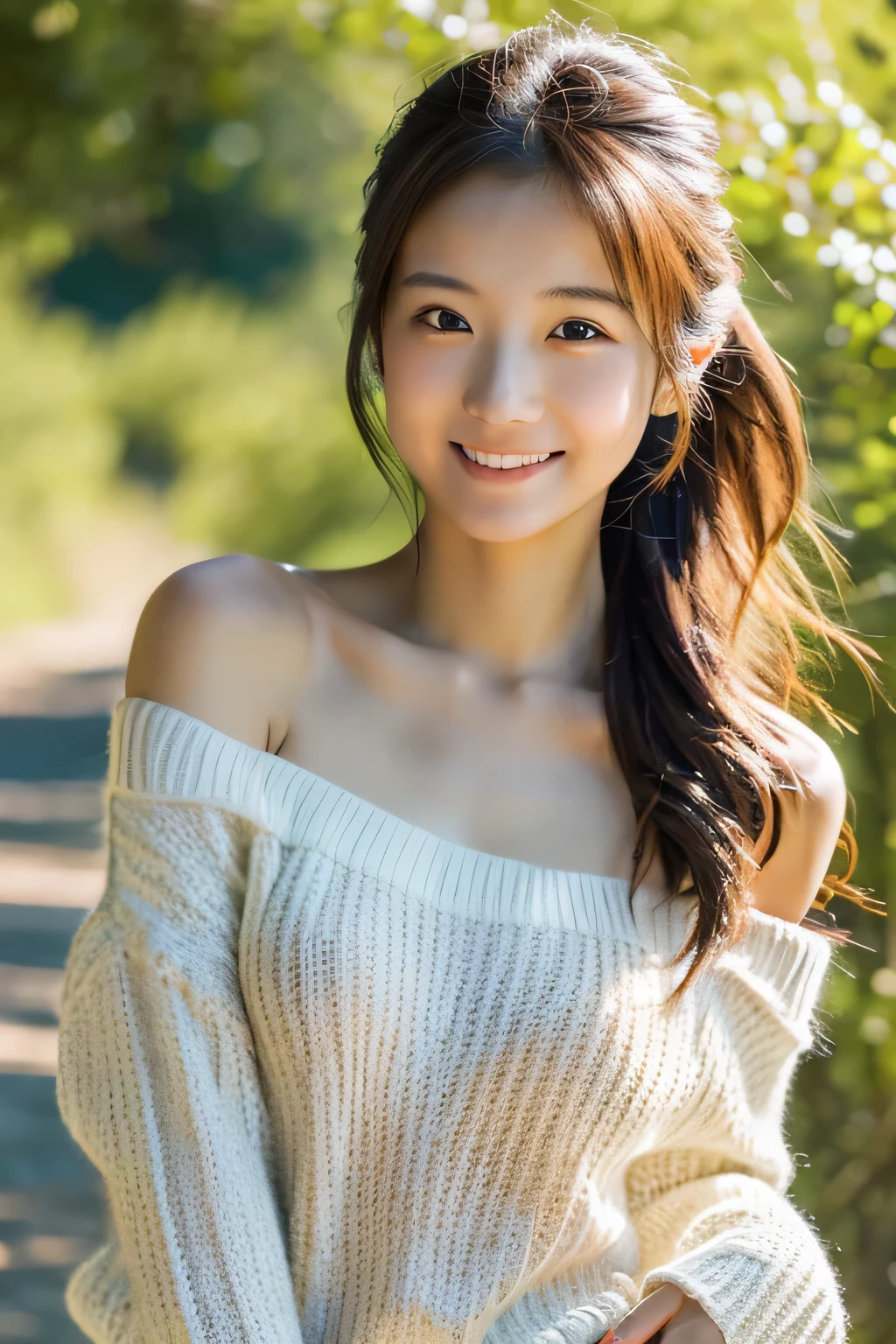 masterpiece, highest quality, Photoreal, Super detailed, finely, High resolution, 8k wallpaper, Professional, Advanced level of detail, Female college student watching soccer, Slender Japan woman, ((facing the front)), detailed clavicle, Medium chest、perfect face, medium long hair, soccer uniform、shorts、gentle smile

