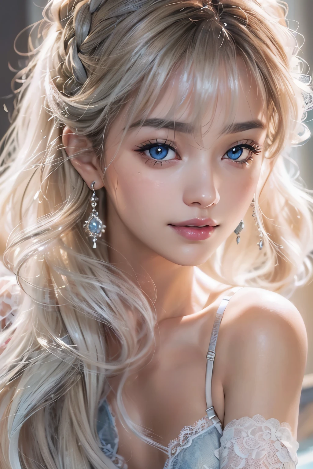 1woman, (Ultra realistic, high res), (highly detailed eyes, highly detailed hair, highly detailed face, highly detailed plump lips), (off shoulder with open breasts), breasts, upper body, caute smile, (best quality:1.4), Raw photo, (realistic, photo-realistic:1.37), professional photography, cinematic light, (fine face: 1.2),fashion model 20 years old, cute, [[[[pure eyes]]]], [[[[closeup]]]], [[[[chest]]]], [[[[neck]]]], [[[[shoulders]]]], perfect eyes, perfect iris, perfect lips, perfect teeth, perfect skin, soft front light, glow, HDR, (muted colors:1.2), Retrato da mulher、white skin、((cabelo Castanho ondas suaves)) Best Blanco Romantico、8k resolution、Frente Illuminada、アメリカの女の子のPortrait、solo、20-year-old、beautiful face、Upper body、medium side cut、Beautiful silver hair、beautiful little face woman, solo,　black theme,　look at the audience,one woman, It&#39;s real, Wolfsan-6500-V1.3, anime、animeスタイル、beautiful diamond eyes、20 year old american girl、braided hair、swimsuit、portrait beautiful detailed woman, very detailedな青い顔, Reality, beautiful narrow blue eyes, huge file size, Super detailed, High resolution, very detailed, highest quality, masterpiece, An illustration, very detailed, ticker, Unite, 8K painting wallpaper, fine, fine details, masterpiece, highest quality, Hvery detailed ticker uniform 8K wallpaper, face light movie lighting、cuteブラウス, dark background, oil, masterpiece, diffused soft film lighting, Portrait, highest quality (perfect face:1.4),stunning girl pictures,(8K and、photorealistic:1.25) 、(lip gloss、eyelashes、shiny face、shiny skin、highest quality、超High resolution、Depth of the bounds written、chromatic aberration、caustic road lighting、natural shading、sexy 1girl, Extremely cute, Amazing face and eyes, (Beautiful lovely smile), (extremely detailed beautiful face), bright and shiny lips, (cute bikini:1.3), (very elaborate lace bra:1.5), smooth skin, super beautiful, attractive, (Best Quality:1.4), (hyper quality), (Ultra-detailed), (hyper-realistic, Photorealsitic:1.37), Authentic skin texture, complex details, extremely detailed CG unified 8k wallpaper, RAW Photos, professional photograpy, Cinematic lighting, coast, sea, palm trees,masterpiece, best quality, high quality, High definition, High quality texture, High quality shadow, high detail, beautiful detailed, finely detailed, extremely detailed cg, detailed texture, a realistic representation of the face, realistic, colorful, delicate, Cinematic Light, sidelighting, Lens Flare, Ray tracing, sharp focus, (intrica