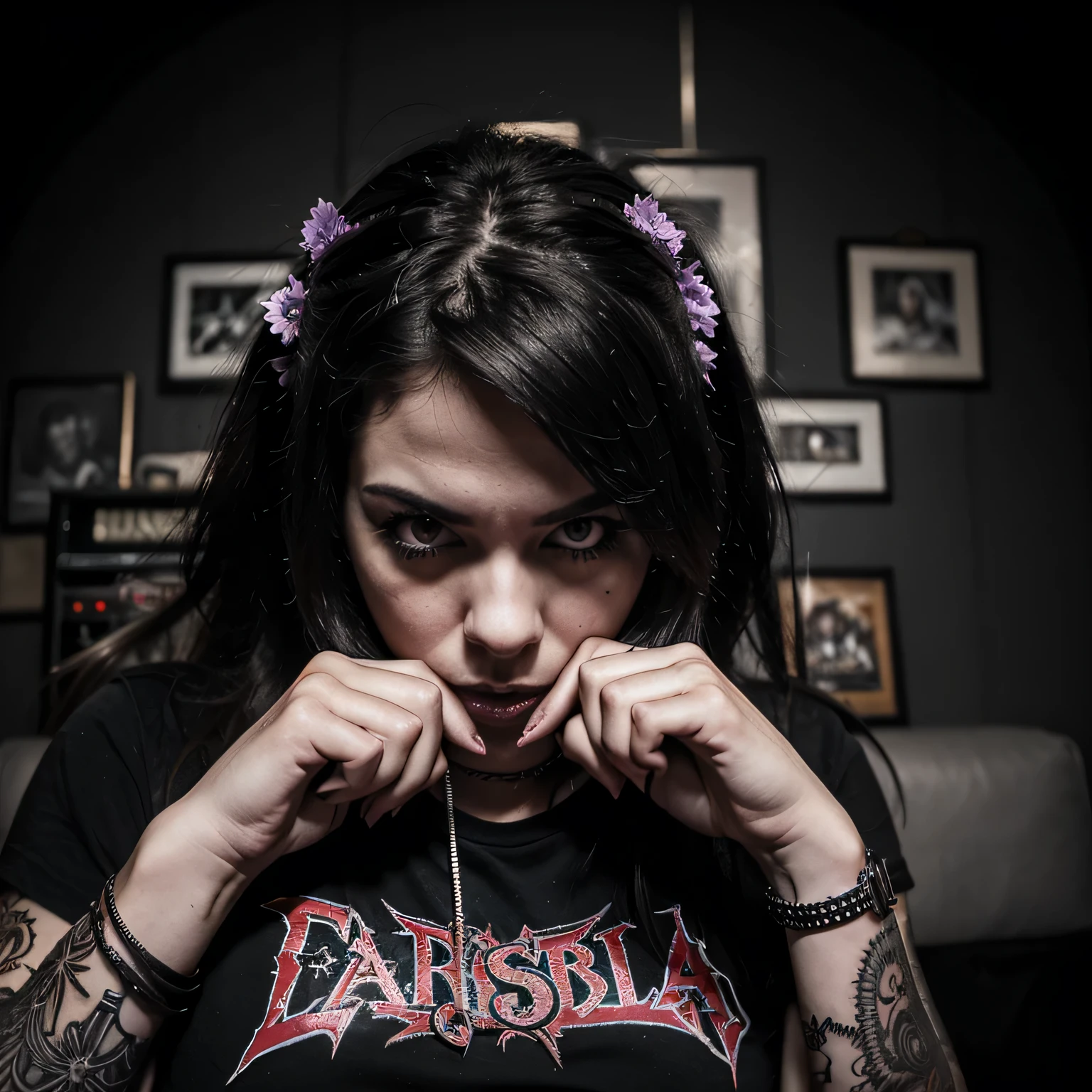 create a current deathcore trap and rock n roll album cover that becomes a classic , with songs that will talk about lust, dinheiro, fama, fun, depression, pensamentos suicidas, e festa sem limites! fun festa da sensualidade e bebida