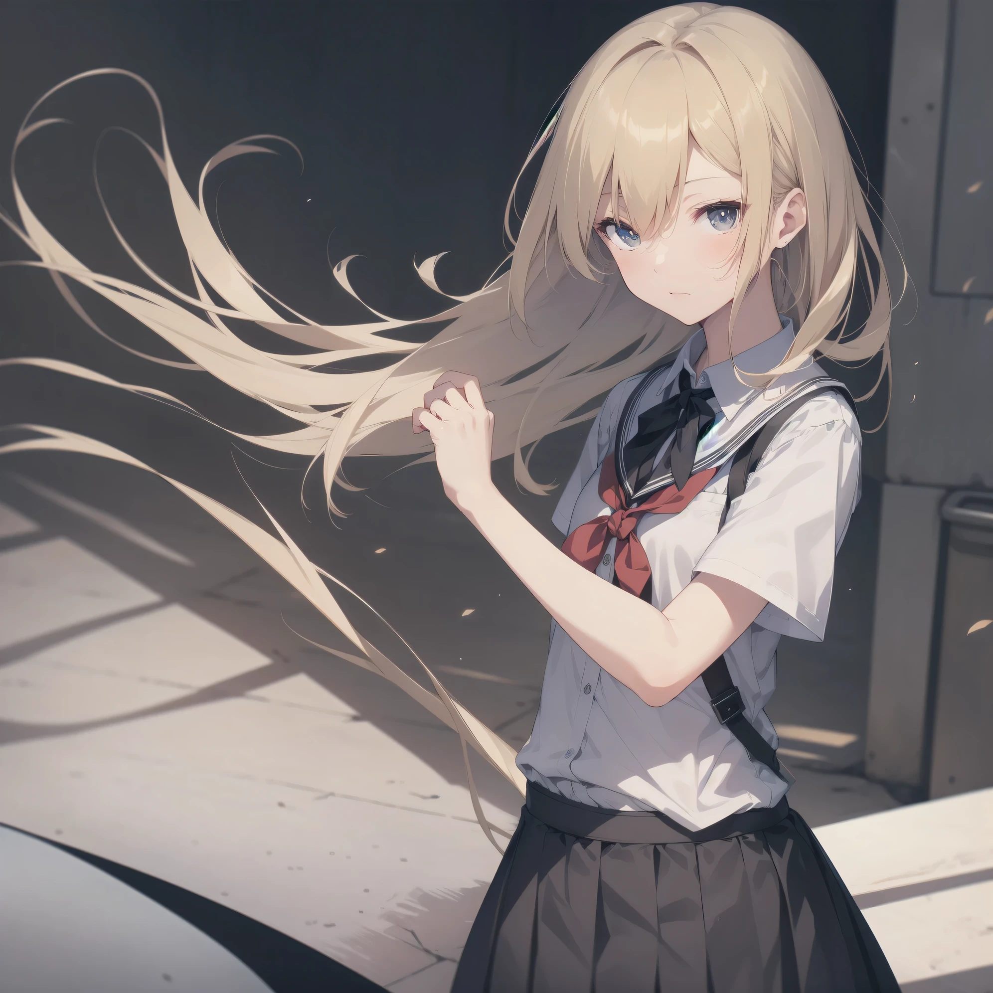 Super Absurd - Top Quality from the God of Art, Super detailed, High resolution, anime moe art style, cute girl portrait, best anime 8K konachan wallpaper, Pixiv contest winners, perfect anatomy,break, (眠そうにalone学校へ行く女の子を描いてください. )break,1 girl, (alone,little woman, :1.3),All limbs, full finger,, The charm of an immature body, (very short hair), shortcut, flat chest, , small ass, between legs, small black eyes, detailed and beautiful eyes, Well-proportioned iris and pupils, expressive eyes, High resolutionの詳細な髪, yawn, neck ribbon, shirt, collared shirt, skirt, pleated skirt, , (detailed lighting), (detailed background), On the way to school. break,super dense skin, Best cinematic lighting powered by famous artist, 8K,Beauty Illustration,photoshop_(Moderate),Absurd Hi-Res,UHD,rough skin,break,((artist:kantoku)), artist:dark black,artist:shinkai makoto,artist:sekiya asami,artist:Fujiyama,