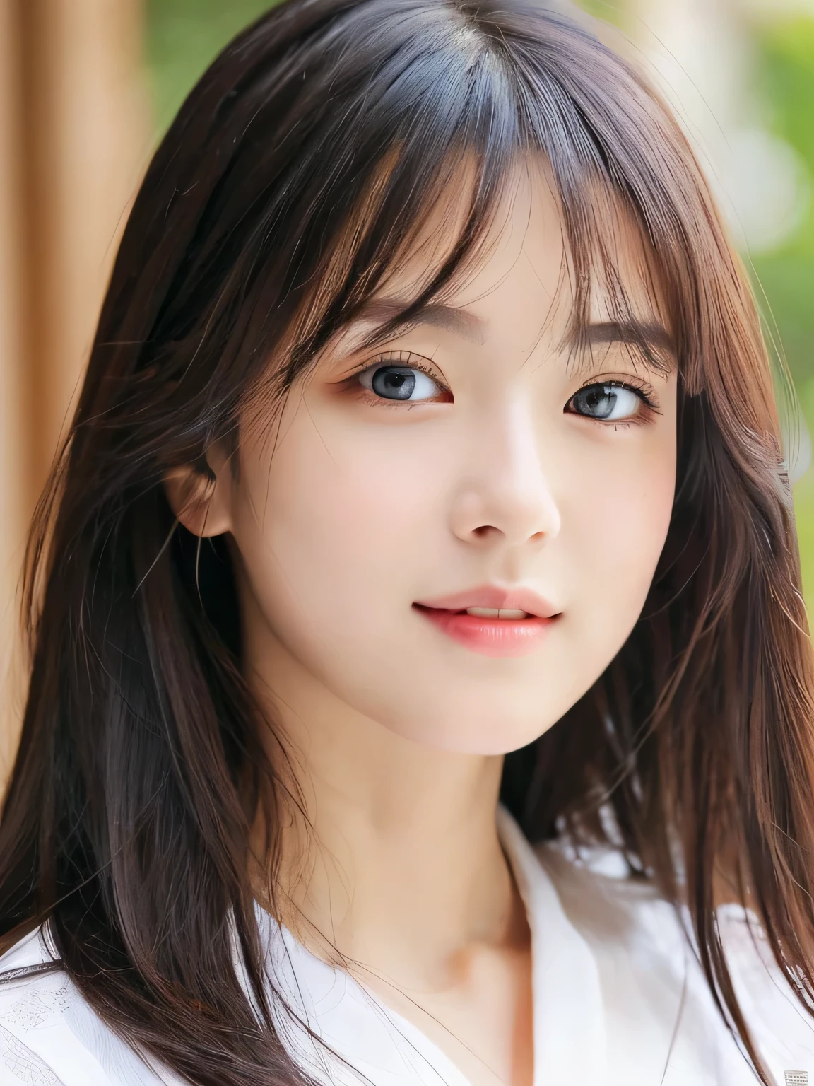 (((32k,high details,high detail、masterpiece,attention to detail,alone))),Raw photo & realistic atmosphere,beautiful dark blue eyes,detailed mouth,glossy lips,thin eyebrows,fine eyes、Soft white skin that shines in every detail、sheの深い黒色の目はとても美しいです,lip details、very beautiful face,very well-shaped face、lifelike face,shining beautiful lips,beautiful eyebrows,infinite reality, Realistic young gravure idol,she'she'she'she'she'she'she's a very cute woman , young gravure idol, young gravure idol, とても美しくてかわいい22 years old beautiful girl,incredibly beautiful and classy,22 years old beautiful girl,natural soft light,(shiny hair,,Beautiful and kind eyes:1.5),gentle smile,well-shaped chest,medium long hair,tie hair,beautiful posture,no makeup,think ahead,whole body,Ocean,Oceanのそば,