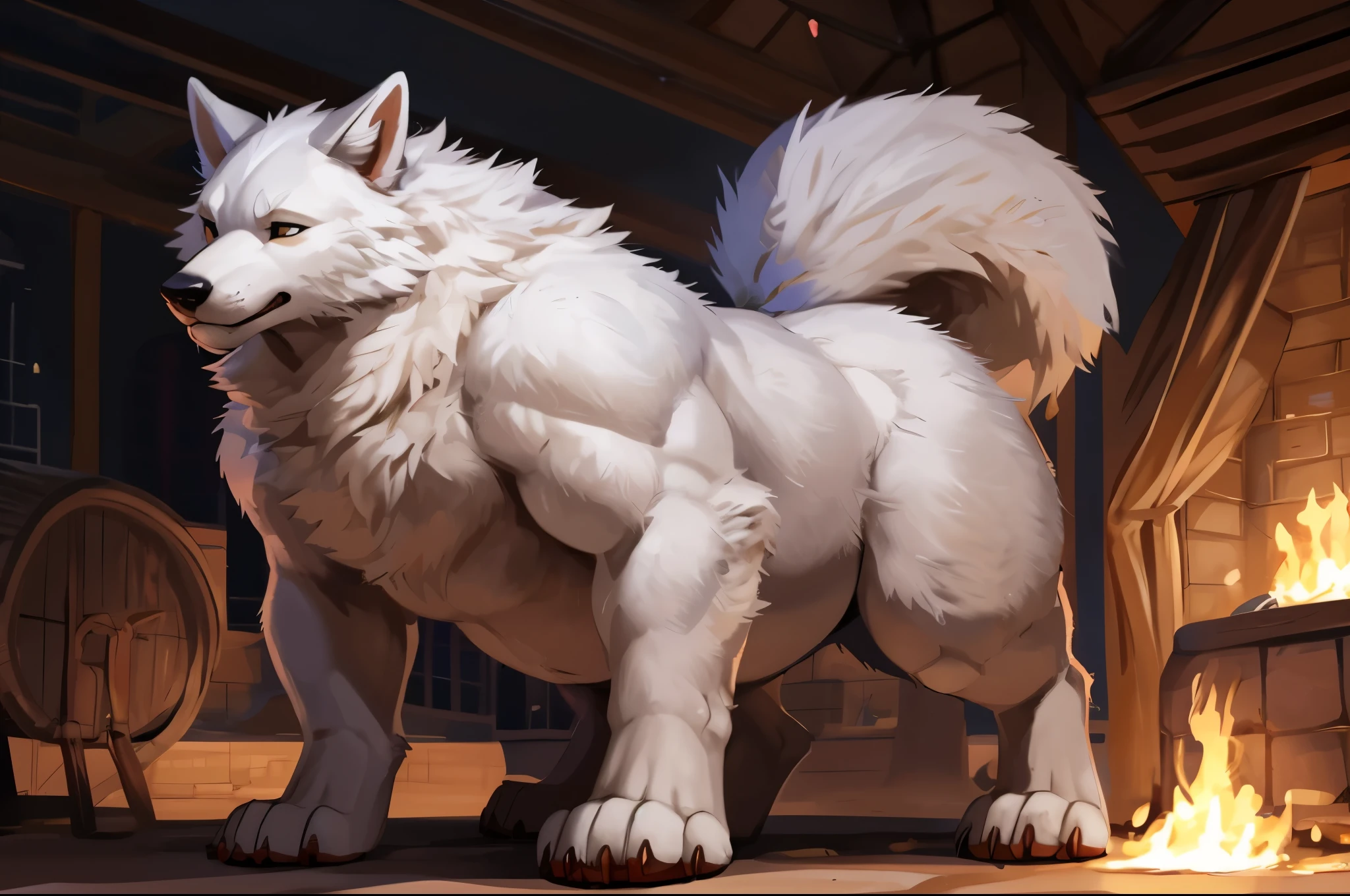 4k ultra quality, 4k full body view,(ultra high detailed body),strong wolf, detailed body,by mystikfox61, by glitter trap boy,feral paws, by bebebebebe,by morethreedee, by seibear,(thick thigh),(chubby thigh),thicc thigh,thick legs,chubby legs,thicc legs,massive butt,enomorous thigh,massive thigh,massive legs,thick lower legs,wide legs,(detailed thigh),(wide thigh),fluffy belly,hyper belly,sharp nails,((sfw)),(ultra detailed face),detailed eyes,big tail,fluffy tail,(detailed tail),enomorous tail,bigger tail,huge tail,volumetric light,muscle legs,big paws,(thick paws),fluffy paws,furry paws,enomorous paws,(animal focus), beast,standing,(bigger lower body),strong lower body,(long legs),front view,master works, super fine, 4k resolution, high quality,high picture detail,dark fantasy,illusory engine, Masterpiece,dire wolf,feral body,muscular feral,too tired,faint lighting