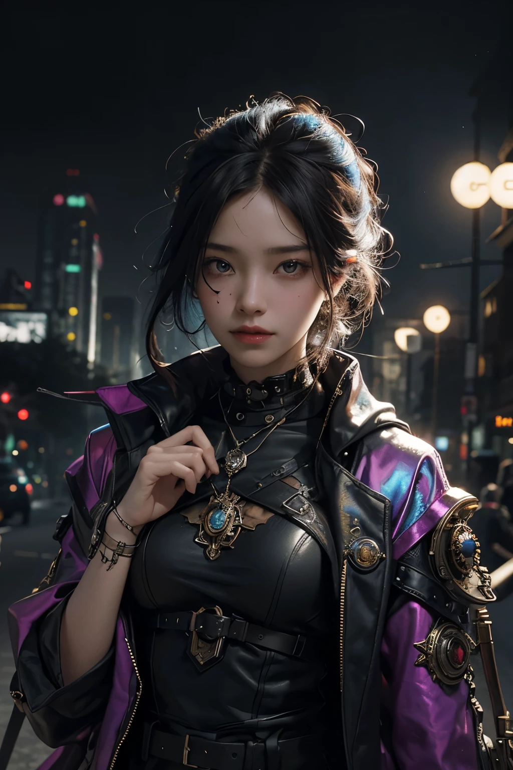 best quality, super fine, 16k, incredibly absurdres, extremely detailed, kaleidoscope of (cyberpunk:0.5), steampunk, dieselpunk, and clockpunk, with a beautiful Creator or Destruction Gods at its center, dark fantasy, BREAK , variety of visual styles that combine various artistic elements like a sparkling iridescent pastel and vivid colors