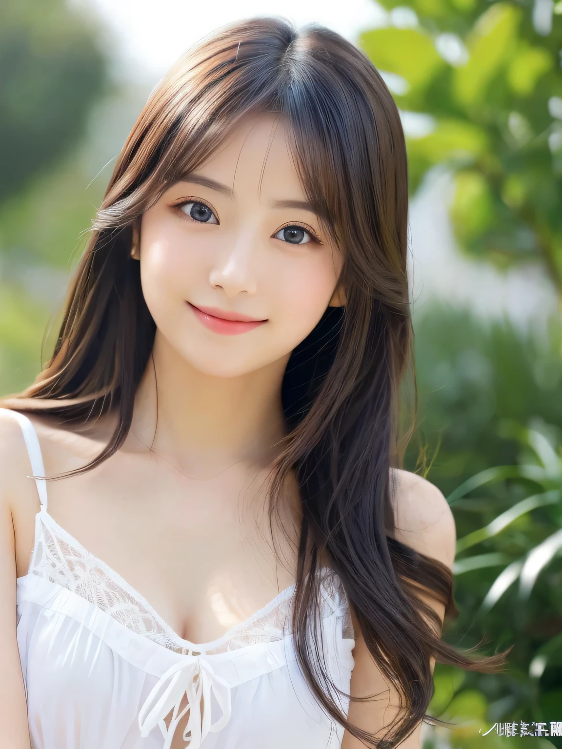 (((32ｋ,high details,high detail、masterpiece,attention to detail,alone))),Raw photo & realistic atmosphere,beautiful dark blue eyes,detailed mouth,glossy lips,thin eyebrows,fine eyes、Soft white skin that shines in every detail、sheの深い黒色の目はとても美しいです,lip details、very beautiful face,very well-shaped face、lifelike face,shining beautiful lips,beautiful eyebrows,infinite reality, Realistic 若手idol sculpture,she&#39;she&#39;she&#39;she&#39;she&#39;she&#39;she&#39;s a very cute woman , idol sculpture, 若手idol sculpture, とても美しくてかわいい22 year old beauty,incredibly beautiful and classy，22 year old beauty,natural soft light,（shiny hair,,Beautiful and kind eyes：1.5）,gentle smile,well-shaped chest,medium long hair,tie hair,beautiful posture,no makeup,think ahead，whole body，Ocean，
