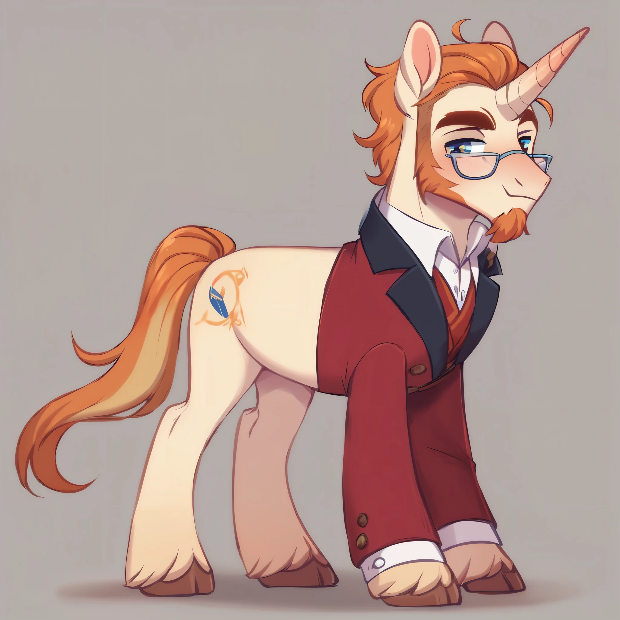 score_9, score_8_up, score_7_up, score_6_up, score_5_up, score_4_up, show accurate, full body, simple background, feral pony, male pony, teenage pony, unicorn, unicorn horn, the prince, refined and elegant attitude, disinterested look, upright and straight posture, standing on all fours,