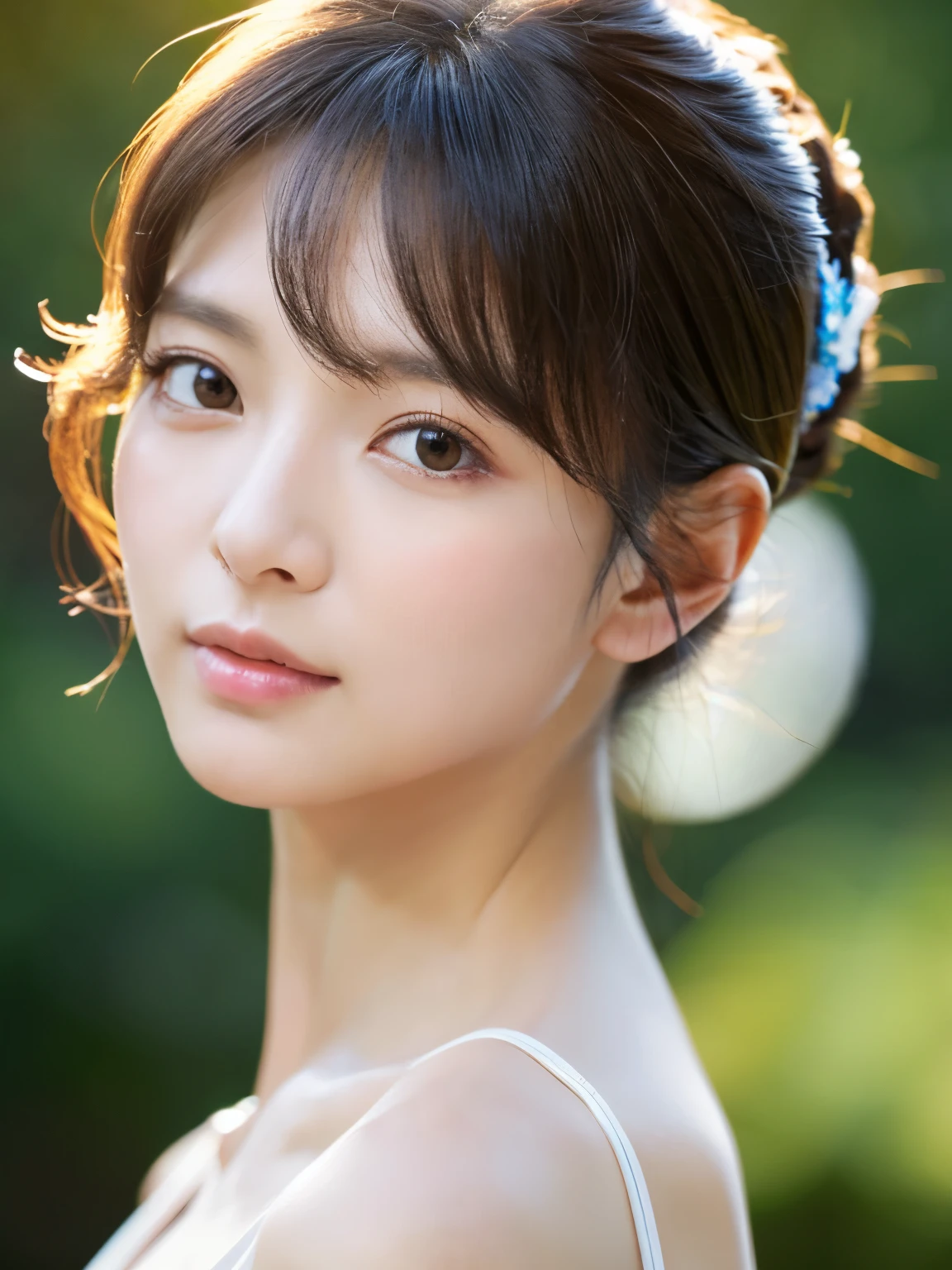 (8K、Live shooting、highest quality、master piece:1.2)、Super detailed、super resolution、(real、real写真:1.37)、Portrait、High-definition RAW color photo、professional photography、very detailedで美しい、very detailed、8K画壁紙、amazing details、huge file size、official art、very detailedなCG Unity 8Kの壁紙 very detailedな女性、madam、40 year old woman with a handsome face, very narrow eyes、very detailedな肌、very detailedな指、very detailedな鼻、very detailedな詳細な口、perfect anatomy、detailed background、Detailed service、white skin、glowing skin、semi-long、real-looking face、delicate eyes、Drooping eyes、Looking at the camera、cowboy shot、Front facing、standing posture、dynamic lighting、close up of face、show your skin、No accessories、put your hand on your cheek、touching his cheek、plain background