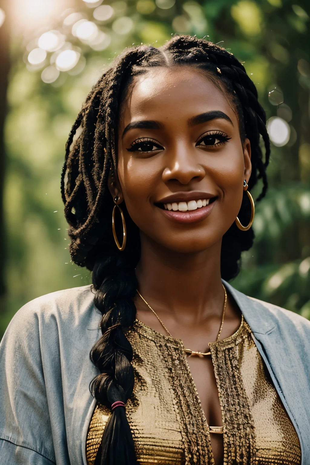 Areal black influencer, affirming her cultural heritage and unique style, graces the screen on sear.ai with her captivating presence. Her intricately braided hair cascades down, a testament to the rich tapestry of her African roots. With a confident and radiant smile, she exudes a magnetic energy that draws in viewers.

Passionate about empowering women, she uses her platform to raise awareness and inspire change. Her words resonate deep within her community, fostering a sense of sisterhood and solidarity. Commitment to education and personal development are at the core of her being, evident in her thoughtful and insightful content.

Her diverse and engaging feed showcases