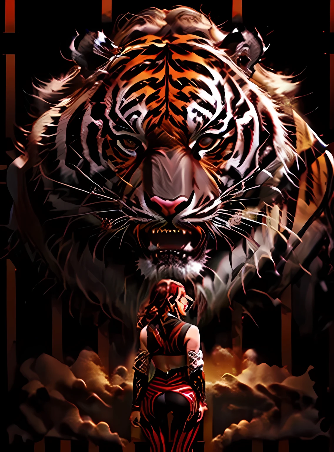 huge rough stone々new black tiger, (Tiger pattern with red stripes on black background:1.97), In the wilderness, moonshine, male々new and intense々Shiitora, A ferocious tiger roars, Emma Watson next to a tiger, tiger penis, Emma Watson has sex with a tiger, (emma watson fucks in tights:1.9999999), emma watson masturbates, Giant tiger has sex with Emma Watson, tentacle penis, emma watson sucks dick