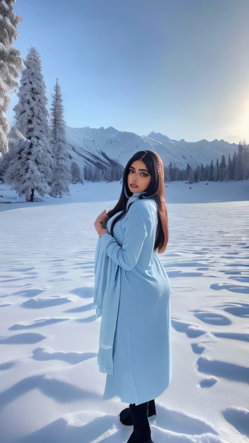 Pakistani hot ladki Yasmeen Khan 31 Sal Umra Badi Chhati Bade chuche Gajab Ka finger Khubsurat Frosty Mountains in a Gloomy Winter Landscape, (best quality, highres, realistic:1.37), ultra-detailed, snowy peaks, icy terrain, chilling wind, barren trees, frozen stream, mysterious atmosphere, light mist, cold and desolate, winter wonderland, (color palette: cool tones, shades of blue and white), (lighting: soft, diffused daylight).