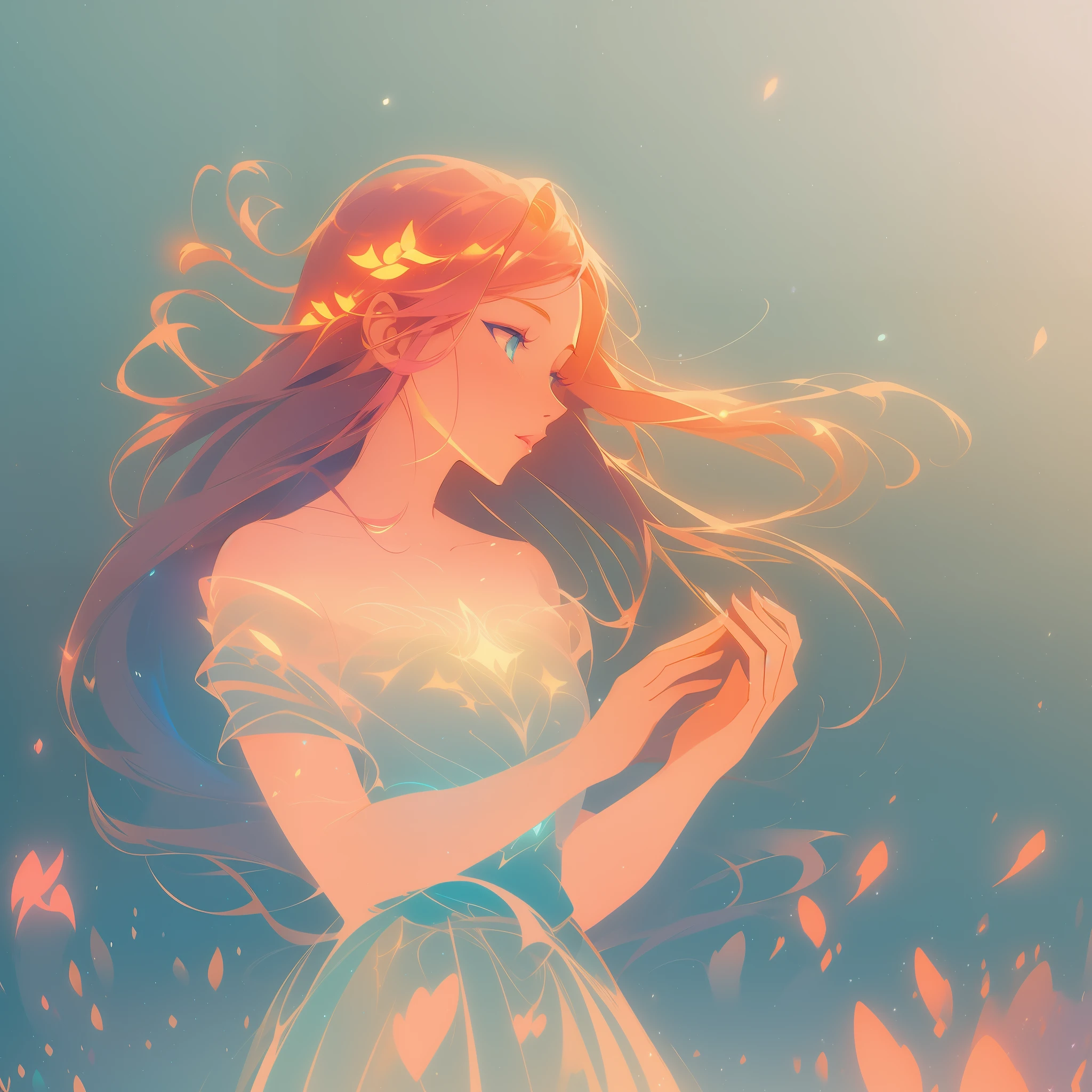 beautiful girl, inspired by Glen Keane, inspired by Lois van Baarle, disney art style, by Lois van Baarle, glowing aura around her, by Glen Keane, jen bartel, glowing lights! digital painting, flowing glowing hair, glowing flowing hair, beautiful digital illustration