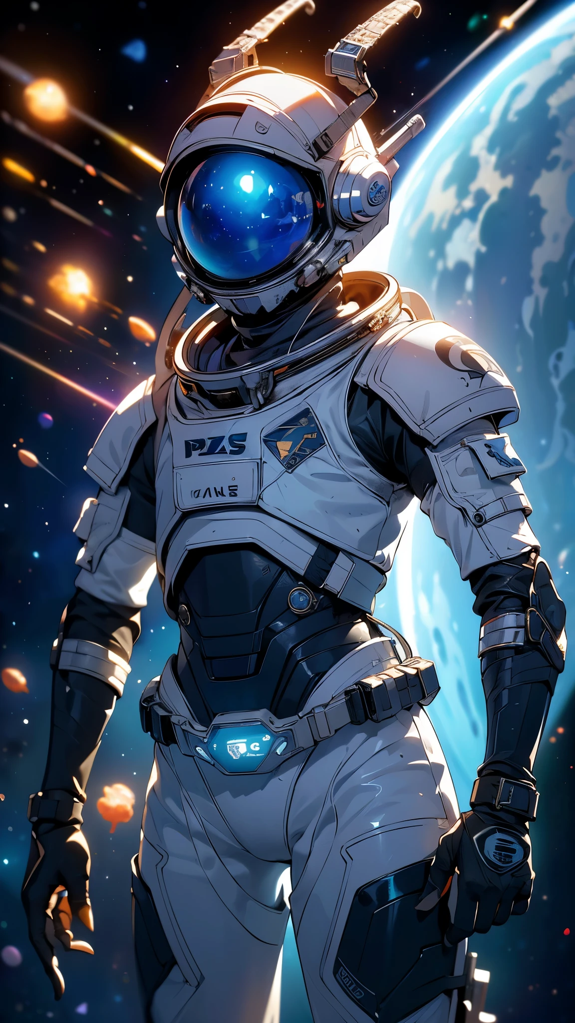 1 chica,solo,Sala,original,(casco integral:1.4) ,face visible through helmet ,ojos verdes,Traje de cuerpo blanco,armadura pesada naranja,tiro de vaquero,(on the space station:1.4 ) ,Science fiction,ultra detallado,sharp focus,aesthetic,(Mejor calidad), (ojos hermosos azules :1.4)