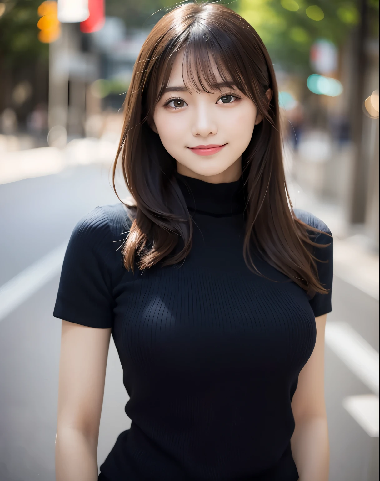 An arafe woman wearing a black top standing on a street corner, gorgeous young korean woman, beautiful south korean woman, beautiful young korean woman, korean girl, beautiful asian girl, korean woman, young adorable korean face, cute korean actress, korean female fashion model, beautiful japanese girl face, Portraits of Korean female idols, Nam Jae Young, Korean female actress