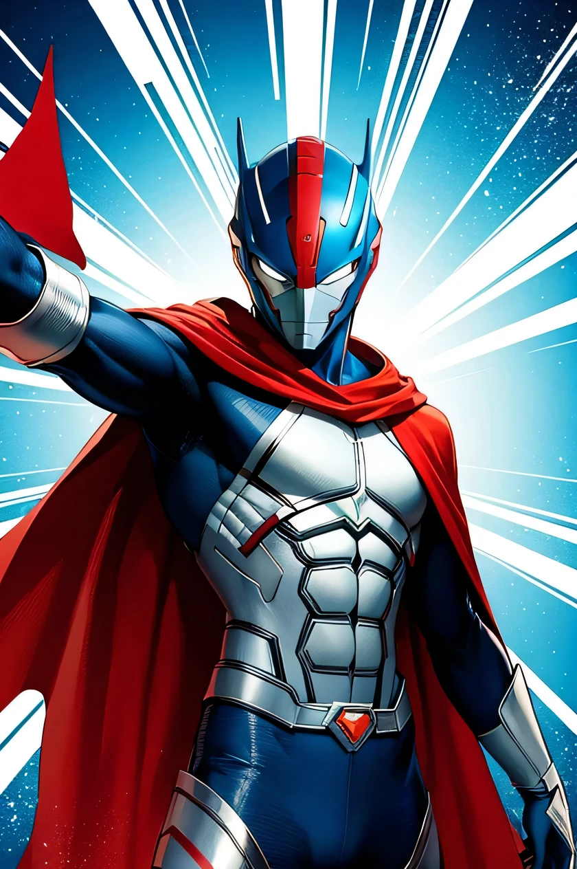 Ultraman with superhero cape (melhor qualidade roupa preta