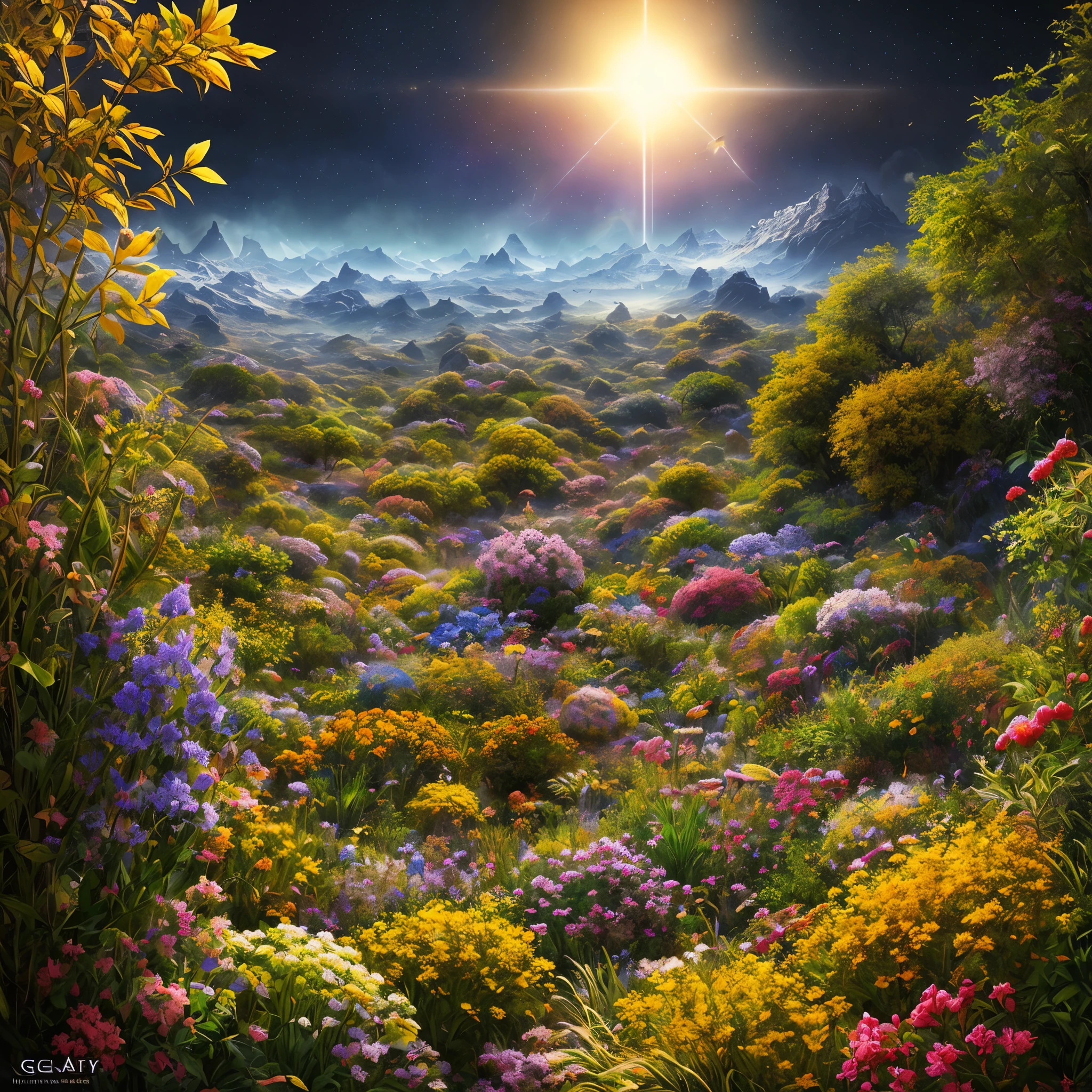(best quality,masterpeace),(hyperdetailed colourful),
A cosmic garden of exotic alien flora and fauna
,perfect composition, best exposition, (golden ratio:1.2)
, hdr, dramatic,cinematic lighting, trending on artstation,trending on CGSociety, professional oil painting,immense detail,