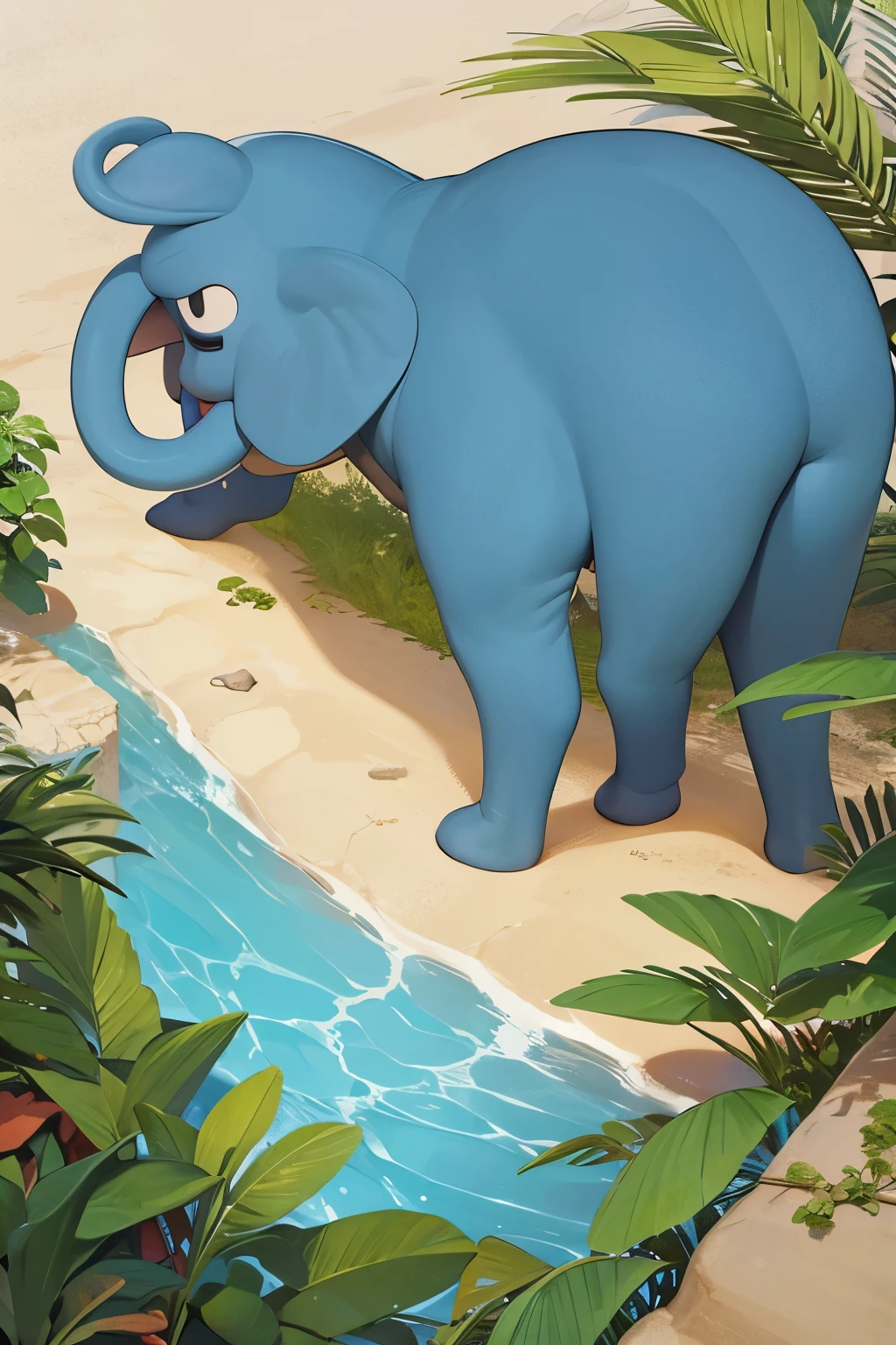 crie um desenho de um elefantinho curioso